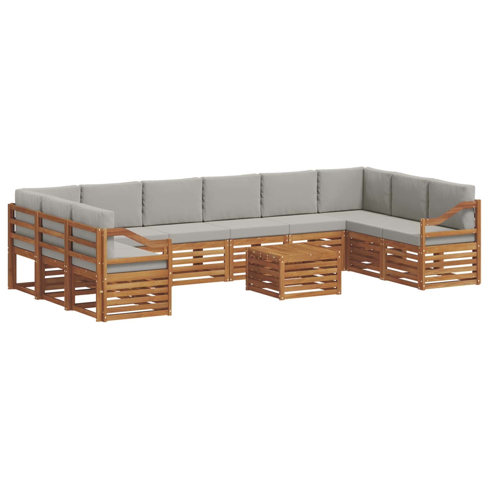 Set vanjskih sofa 11 kom. Prirodna i svijetlo siva