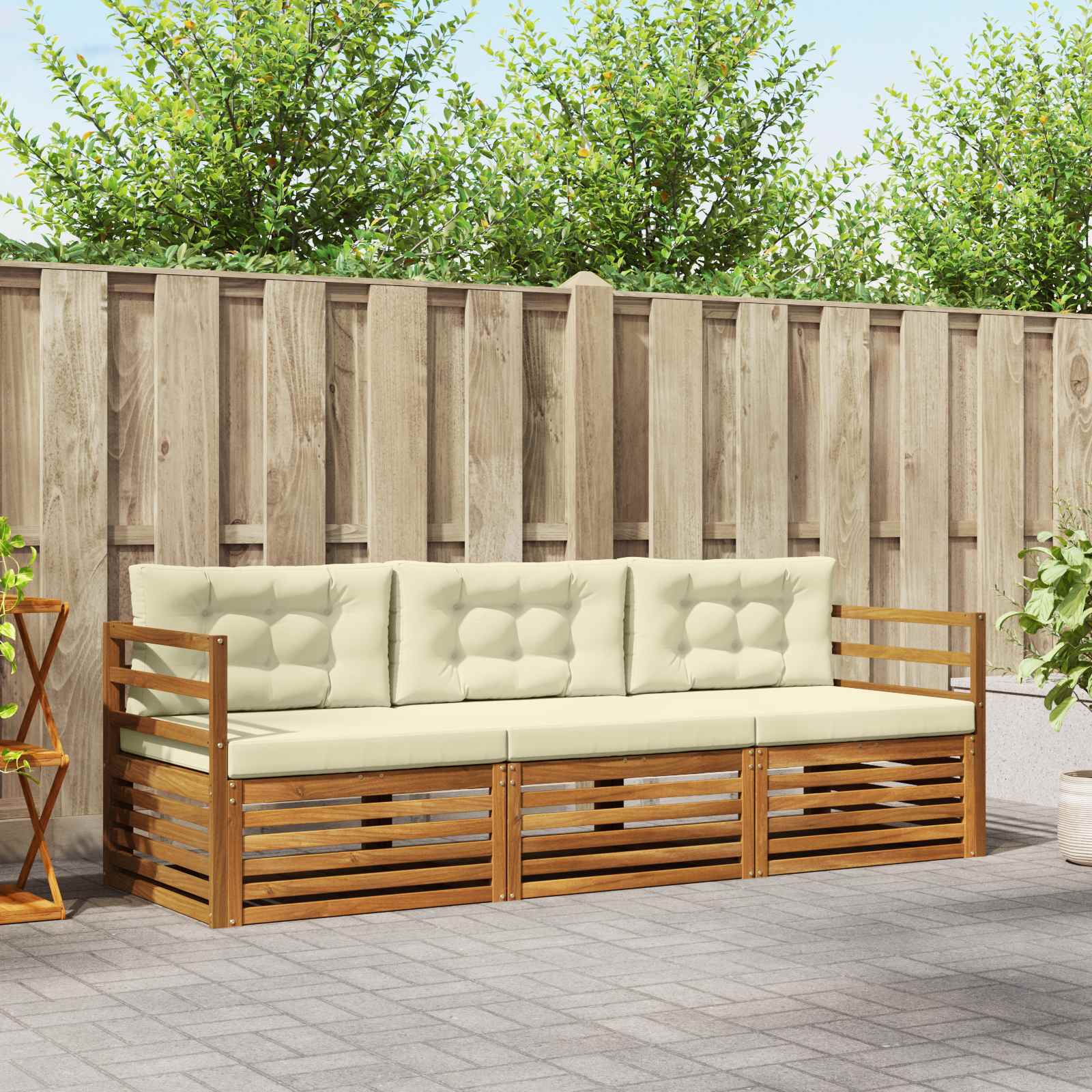 Set vanjskih sofa s jastukom 3 pcs Prirodna i krem