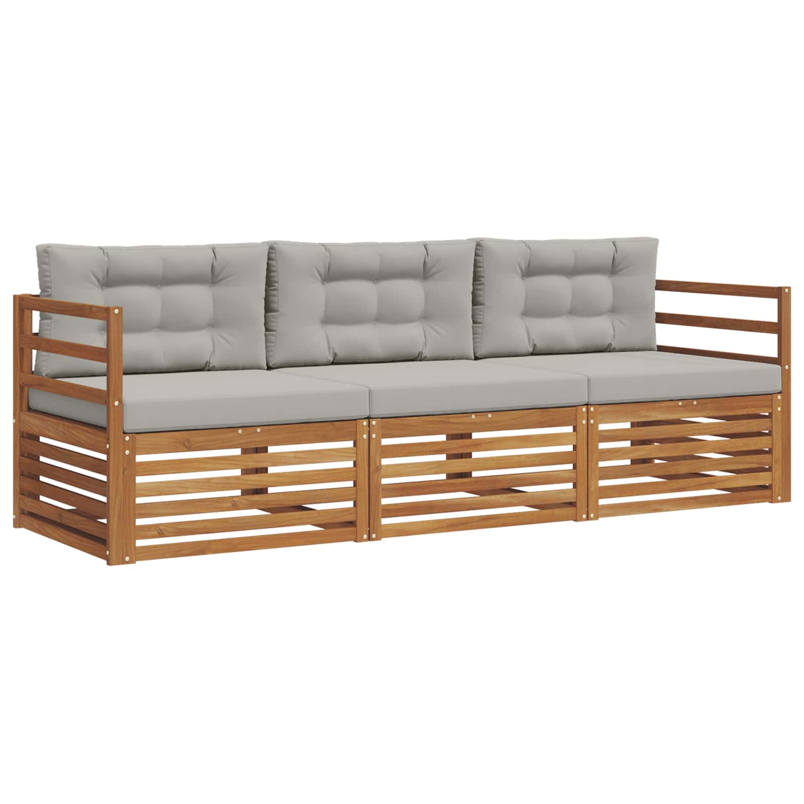 Set vanjskih sofa s jastukom 3 pcs Prirodna i svijetlo siva