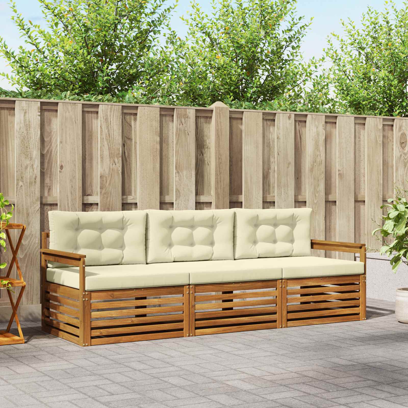 Set vanjskih sofa s jastukom 3 pcs Prirodna i krem