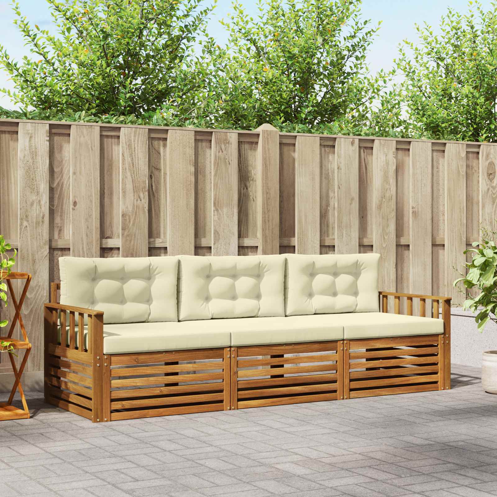 Set vanjskih sofa s jastukom 3 pcs Prirodna i krem