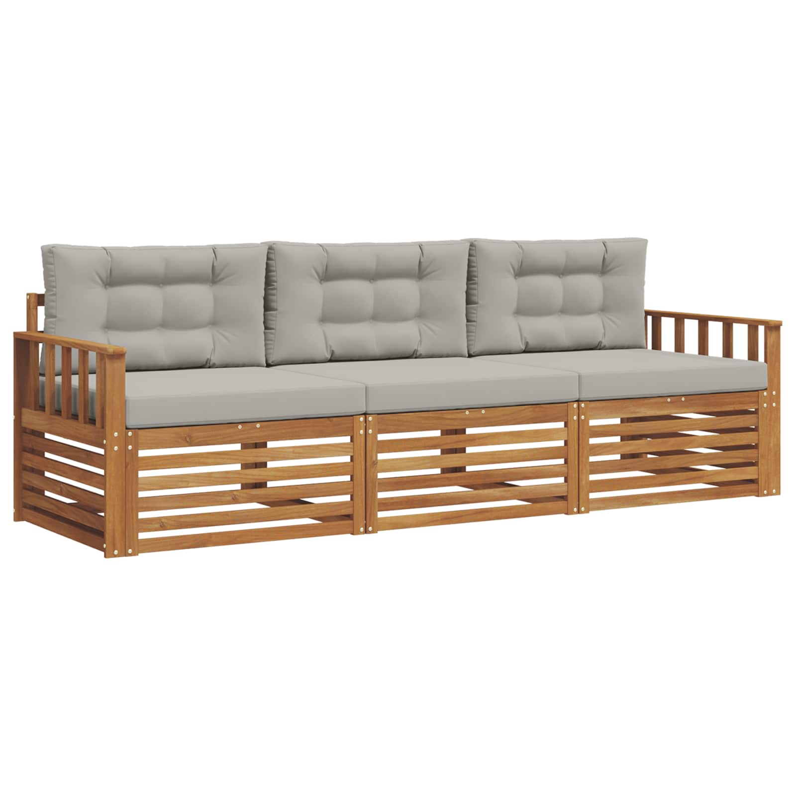 Set vanjskih sofa s jastukom 3 pcs Prirodna i svijetlo siva