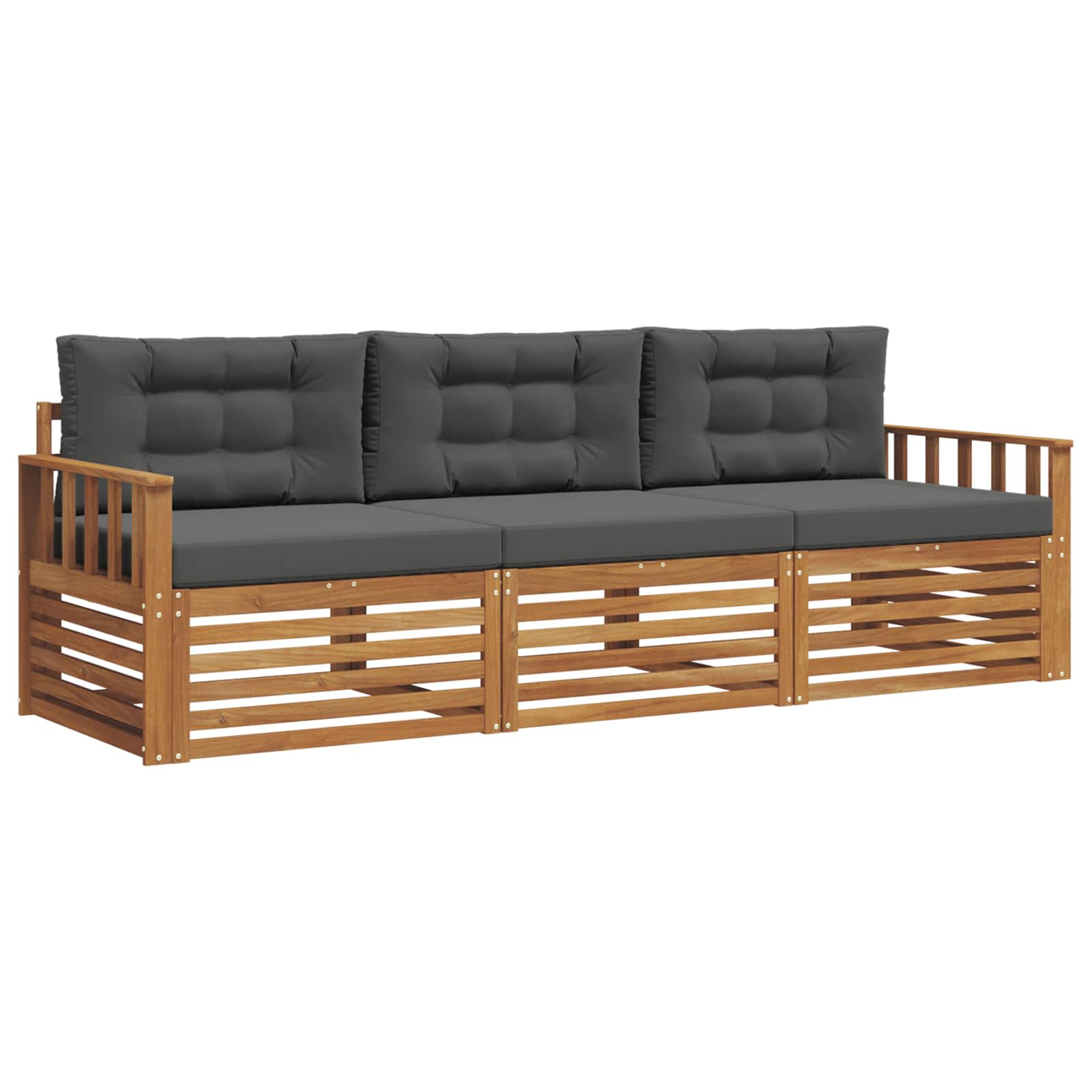 Set vanjskih sofa s jastukom 3 pcs Prirodna i antracit