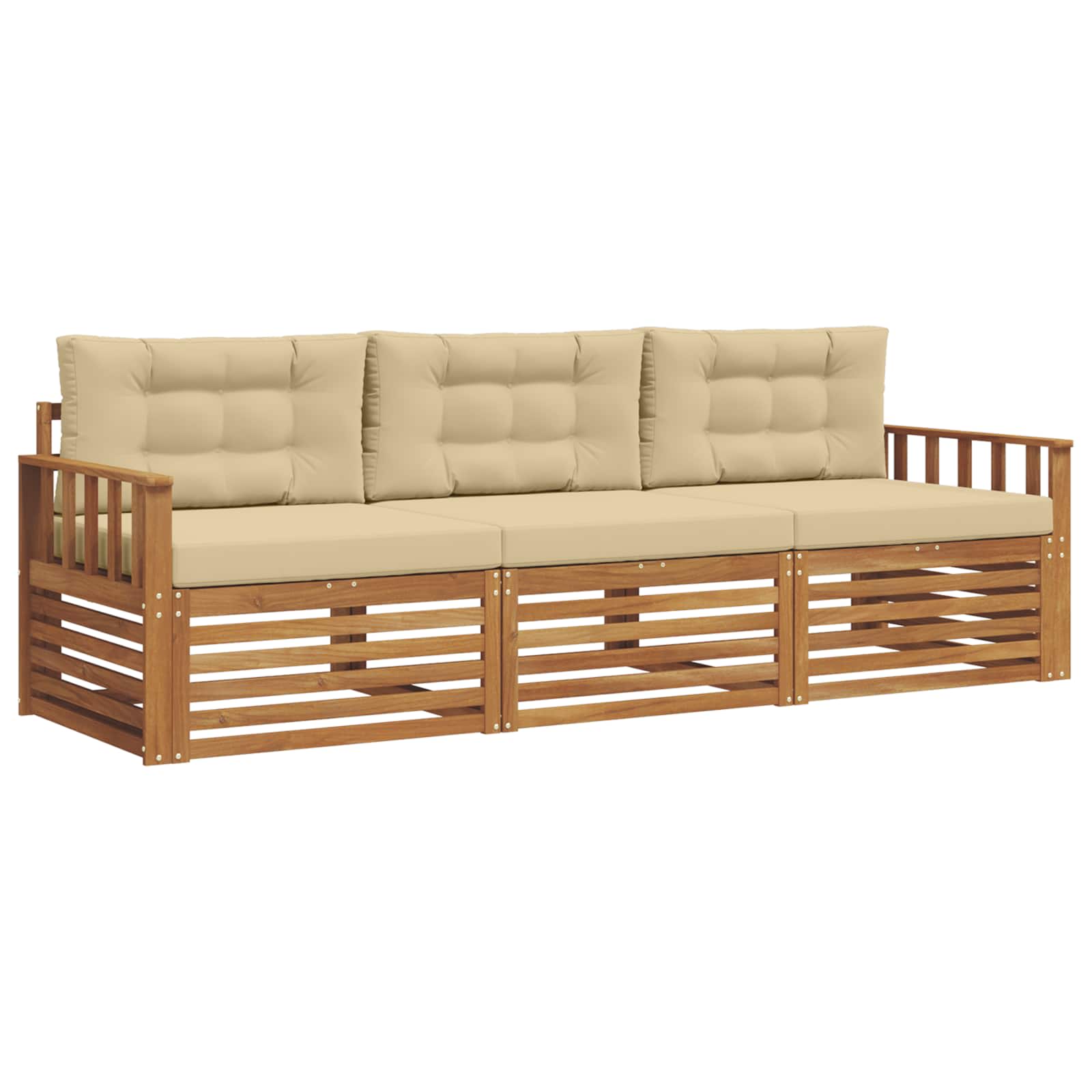 Set vanjskih sofa s jastukom 3 pcs Prirodna i bež