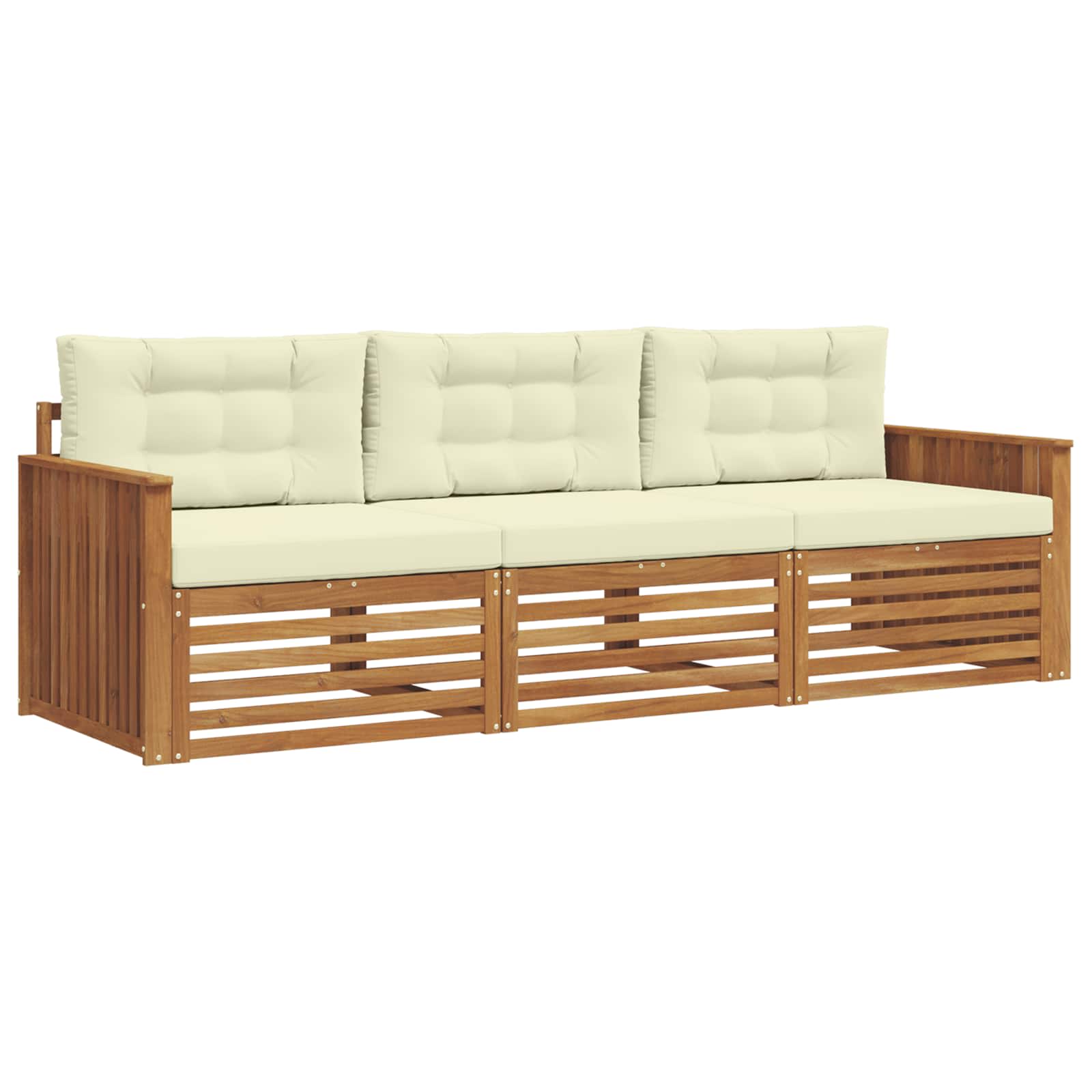 Set vanjskih sofa s jastukom 3 pcs Prirodna i krem