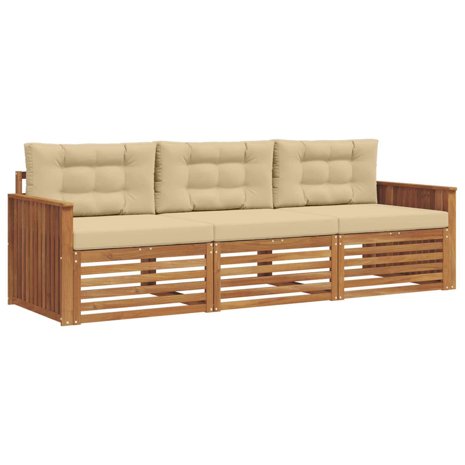 Set vanjskih sofa s jastukom 3 pcs Prirodna i bež