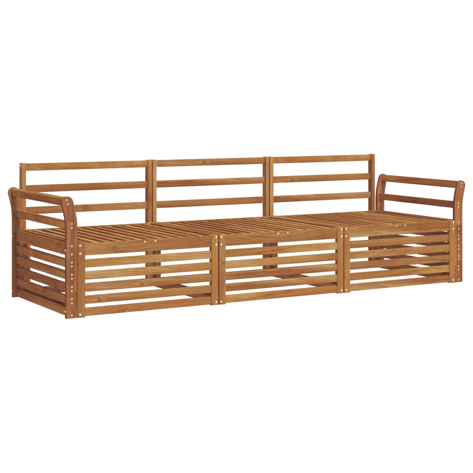 Set vanjskih sofa 3 pcs Prirodna Čvrsto drvo akacije