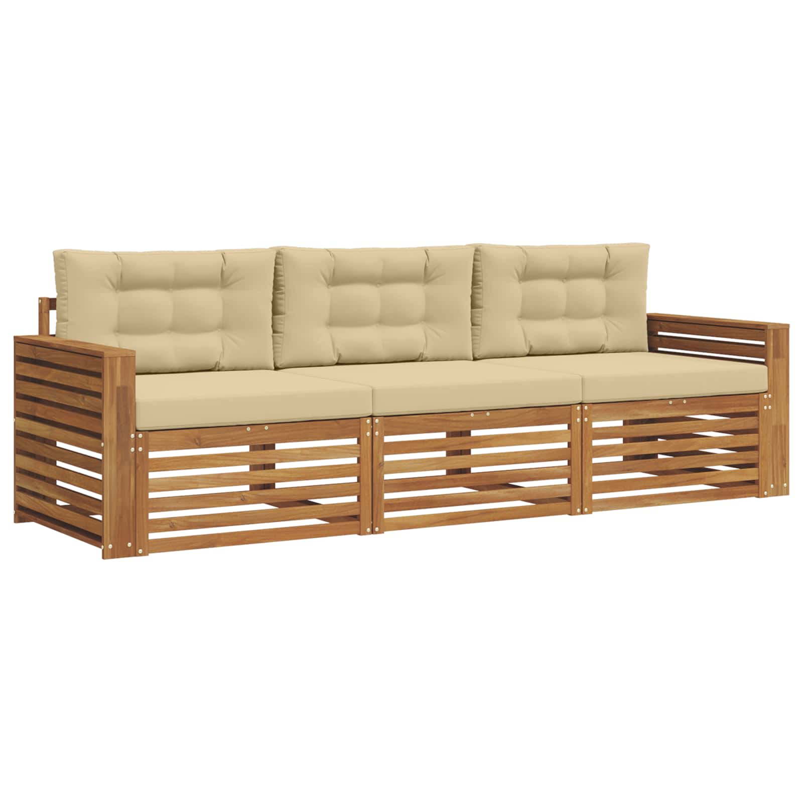 Set vanjskih sofa s jastukom 3 pcs Prirodna i bež