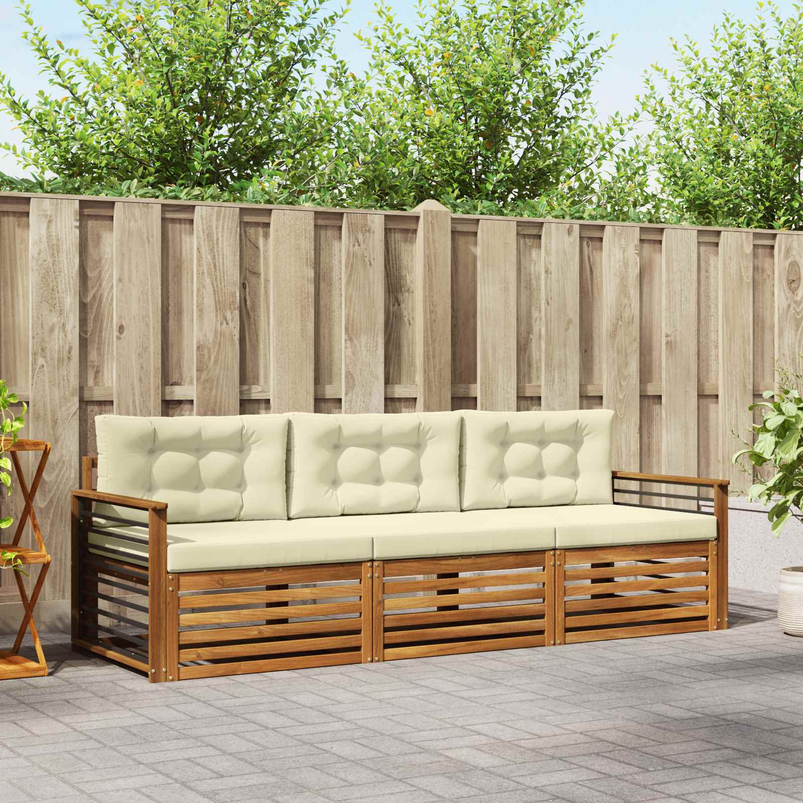 Set vanjskih sofa s jastukom 3 pcs Prirodna i krem