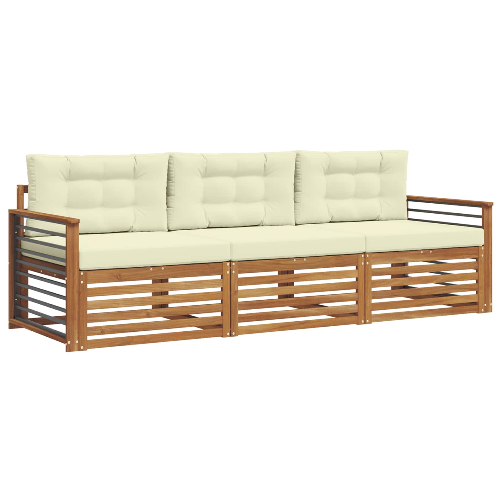 Set vanjskih sofa s jastukom 3 pcs Prirodna i krem