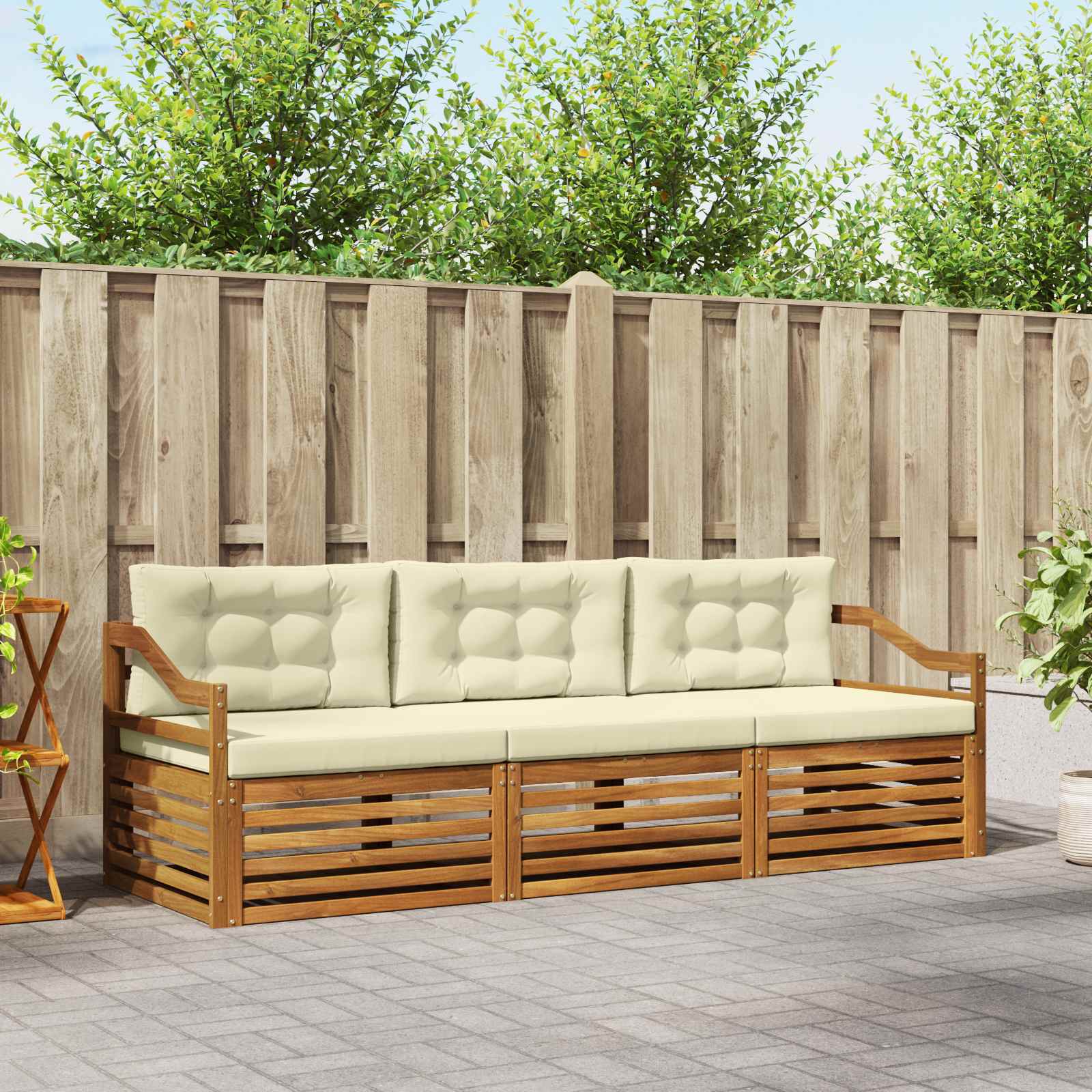 Set vanjskih sofa s jastukom 3 pcs Prirodna i krem