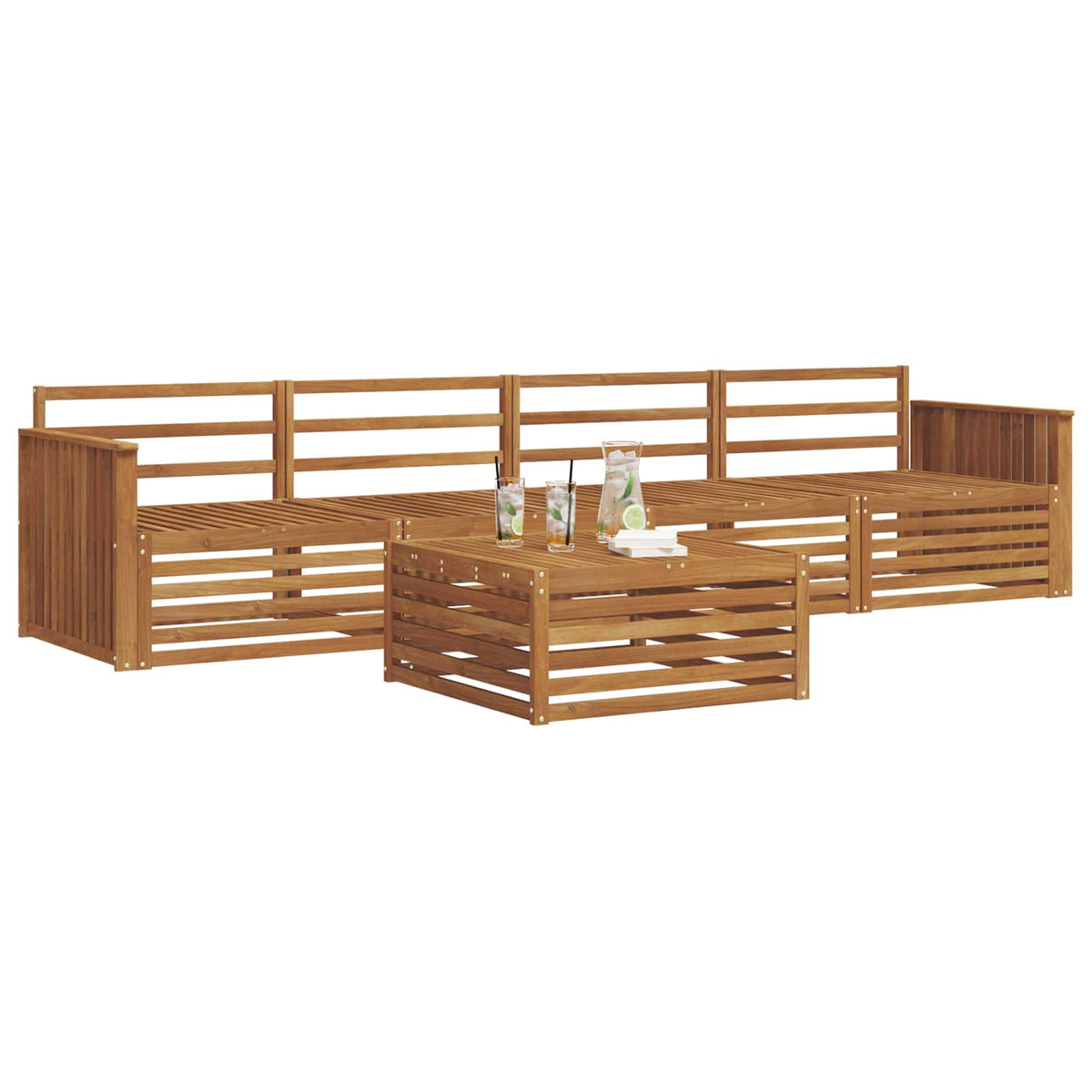 Set vanjskih sofa 5 kom. Prirodna Čvrsto drvo akacije