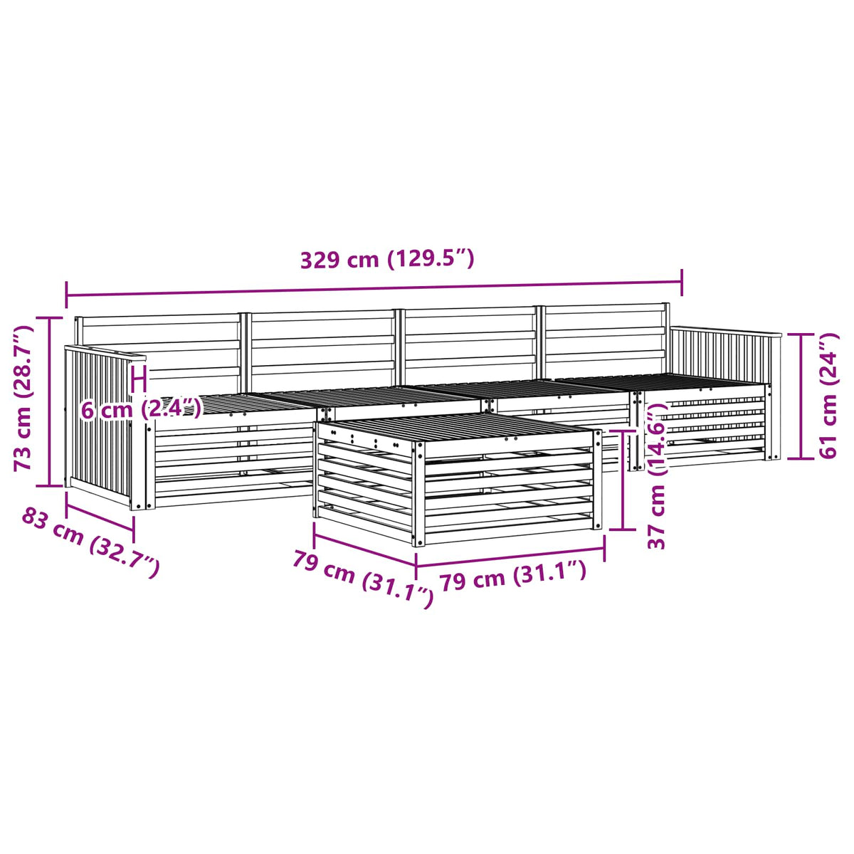 Set vanjskih sofa 5 kom. Prirodna Čvrsto drvo akacije