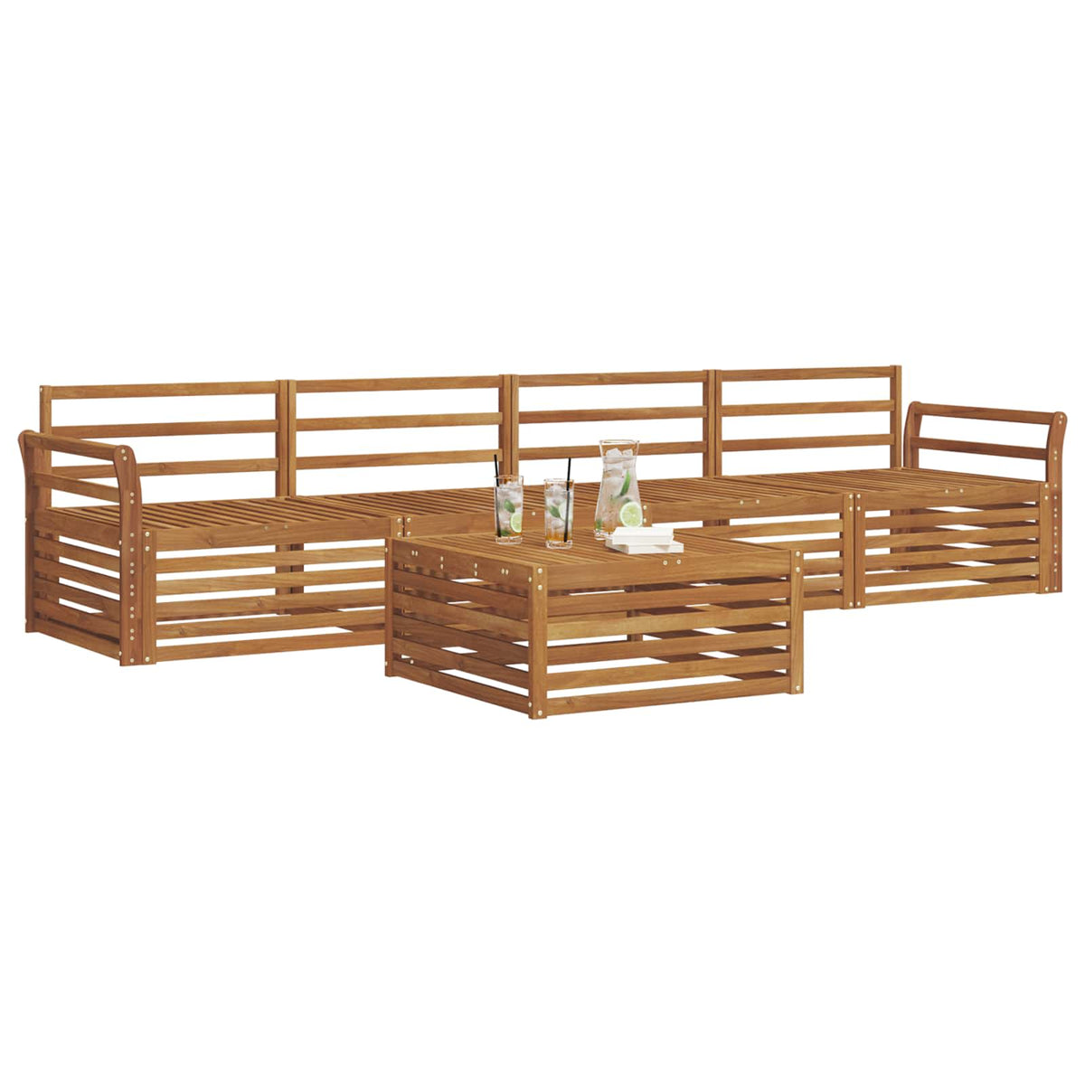 Set vanjskih sofa 5 kom. Prirodna Čvrsto drvo akacije