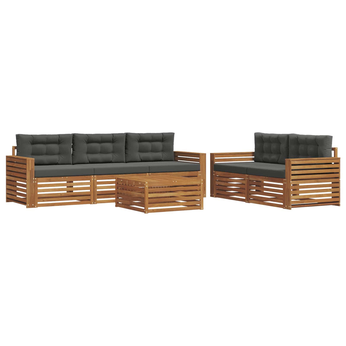 Set vanjskih sofa 6 kom. Prirodna i antracit