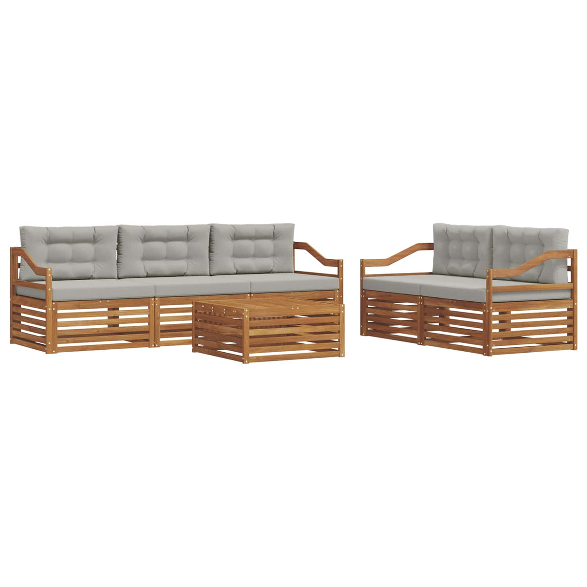 Set vanjskih sofa 6 kom. Prirodna i svijetlo siva