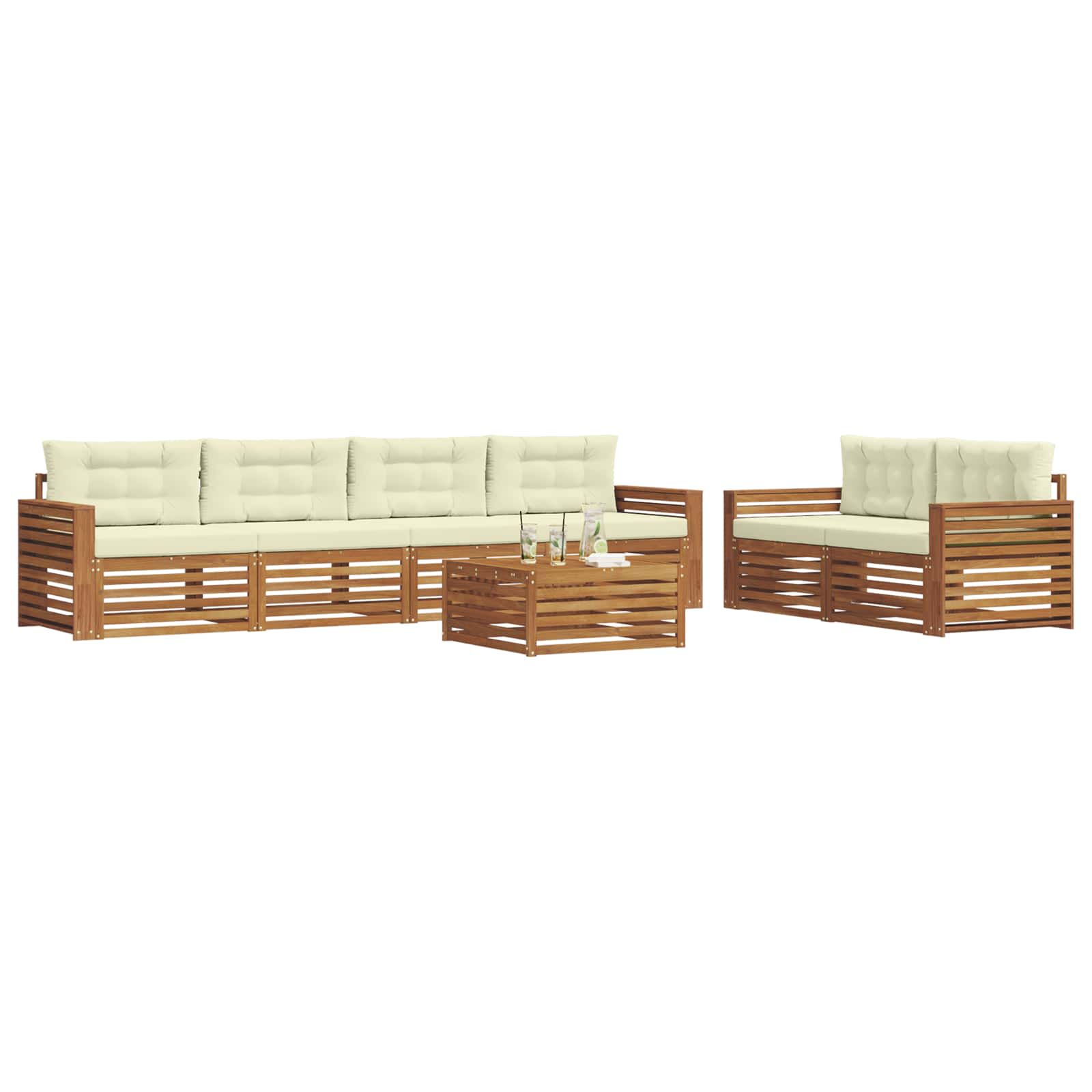 Set vanjskih sofa 7 kom. Prirodna i krem