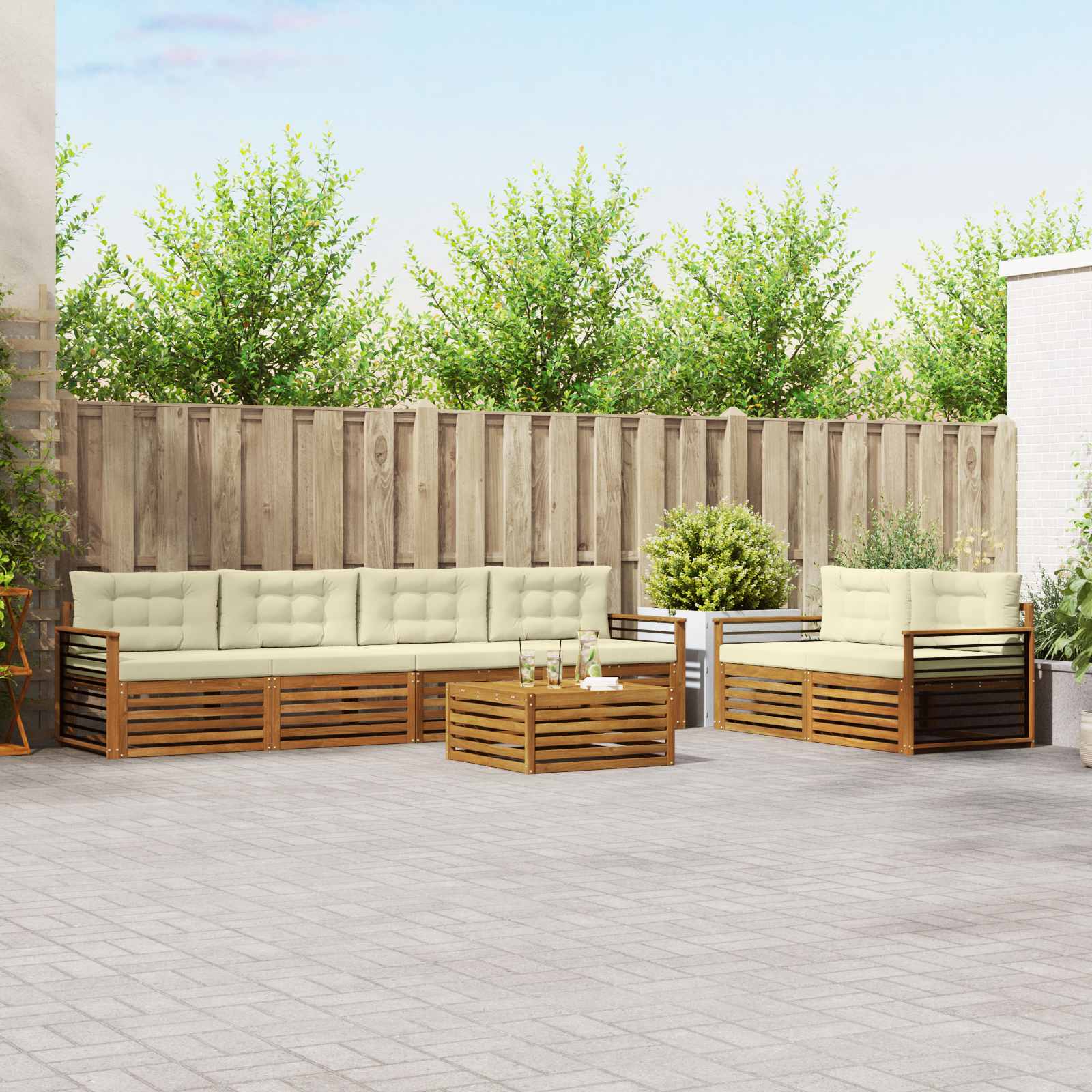 Set vanjskih sofa 7 kom. Prirodna i krem