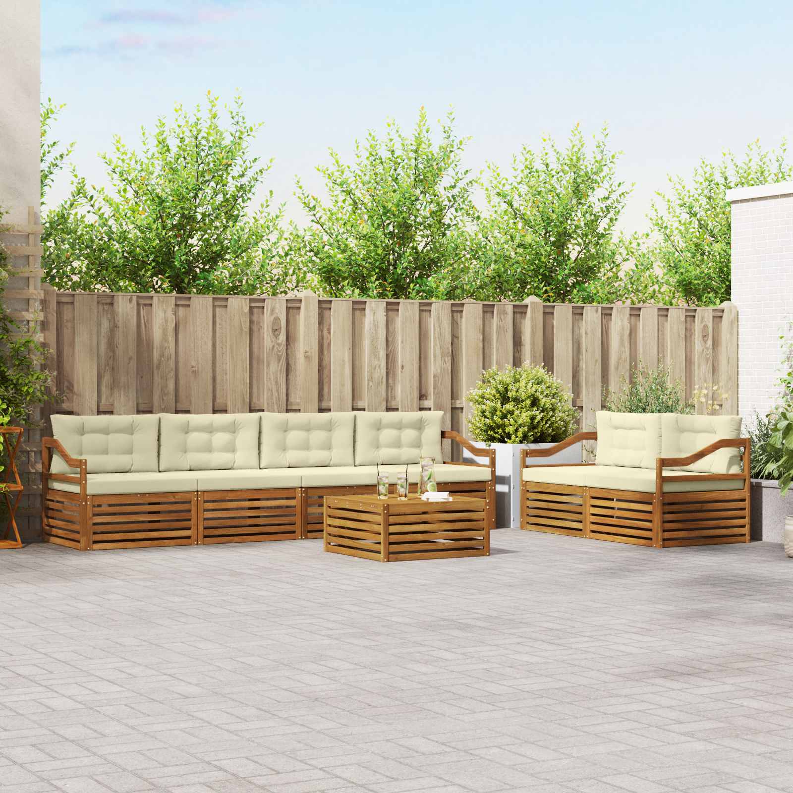 Set vanjskih sofa 7 kom. Prirodna i krem