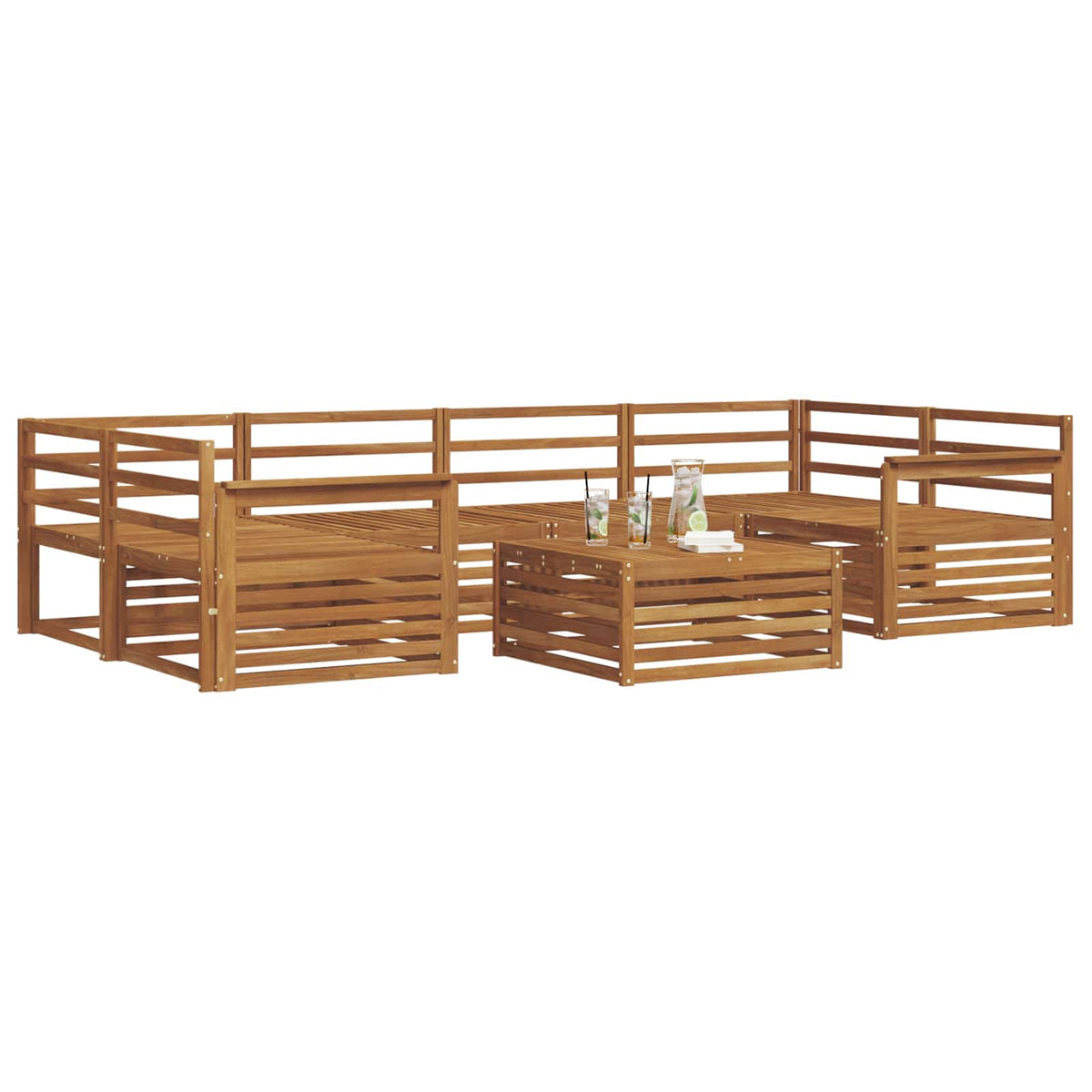 Set vanjskih sofa 7 kom. Prirodna Čvrsto drvo akacije