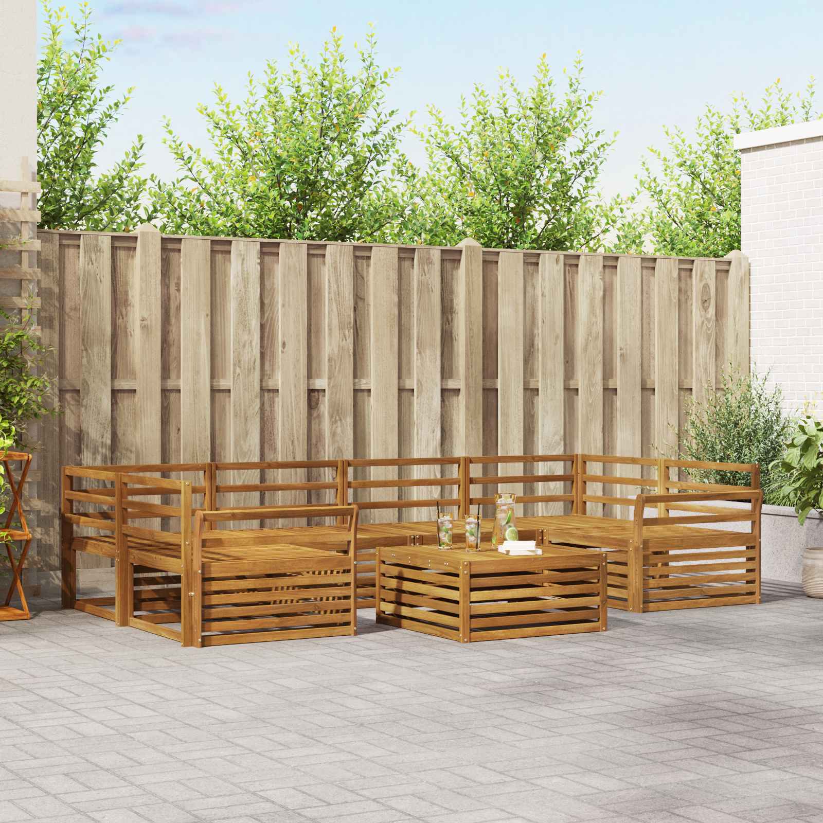 Set vanjskih sofa 7 kom. Prirodna Čvrsto drvo akacije