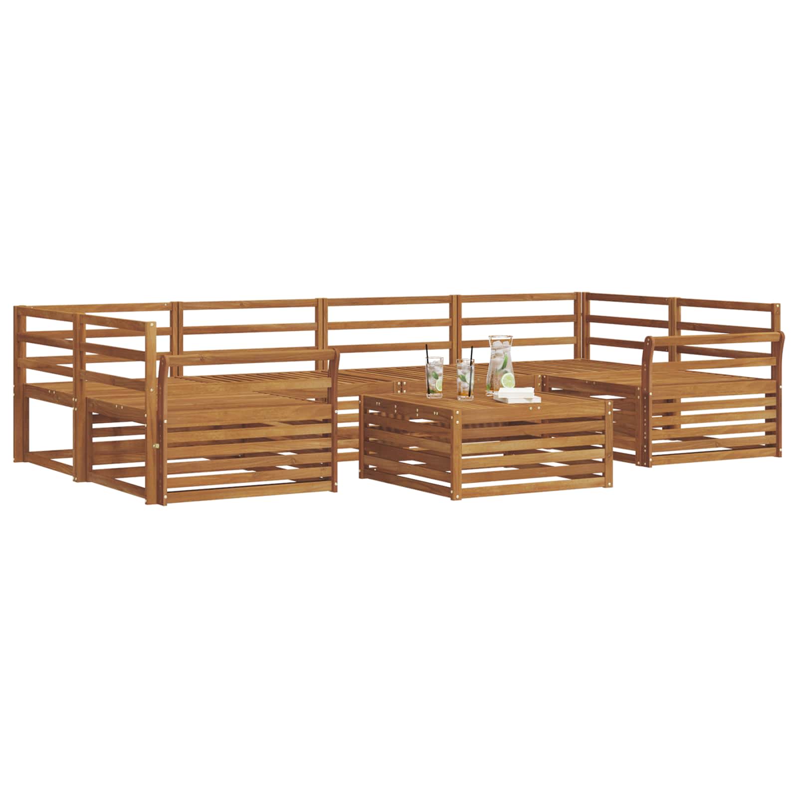 Set vanjskih sofa 7 kom. Prirodna Čvrsto drvo akacije