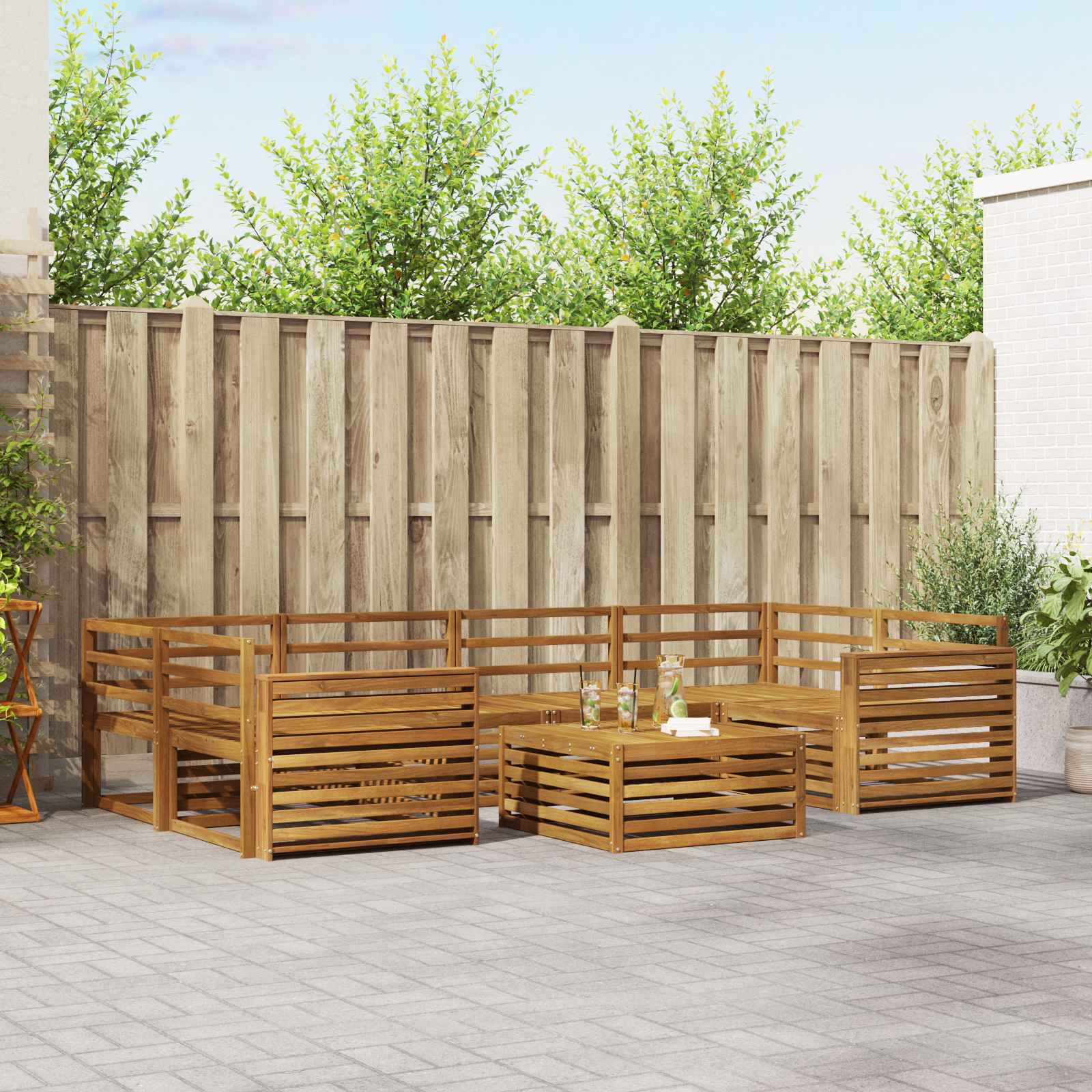 Set vanjskih sofa 7 kom. Prirodna Čvrsto drvo akacije