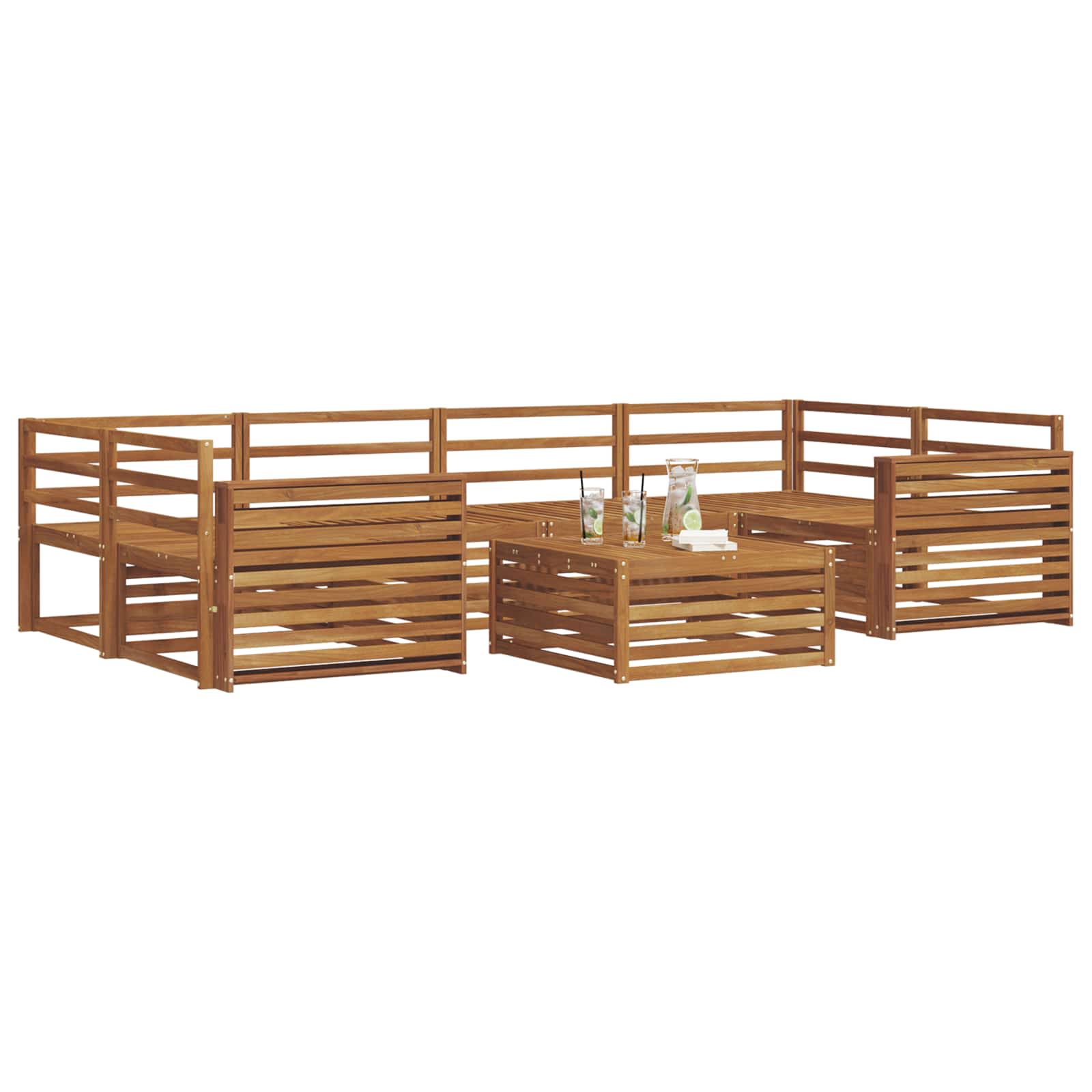 Set vanjskih sofa 7 kom. Prirodna Čvrsto drvo akacije