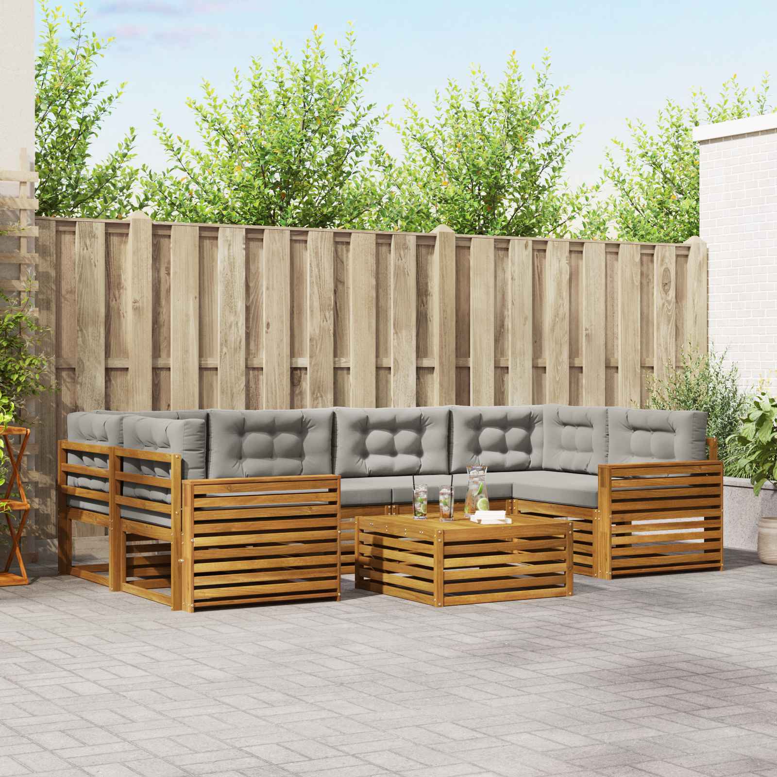 Set vanjskih sofa 7 kom. Prirodna i svijetlo siva