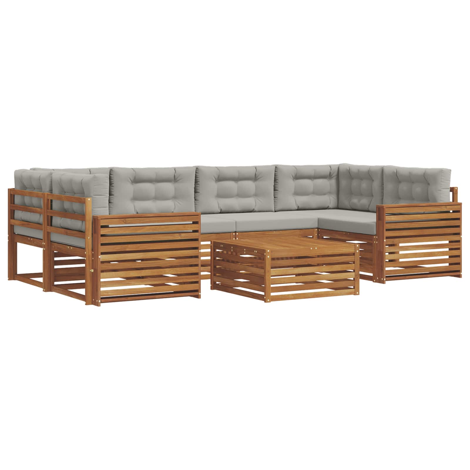 Set vanjskih sofa 7 kom. Prirodna i svijetlo siva