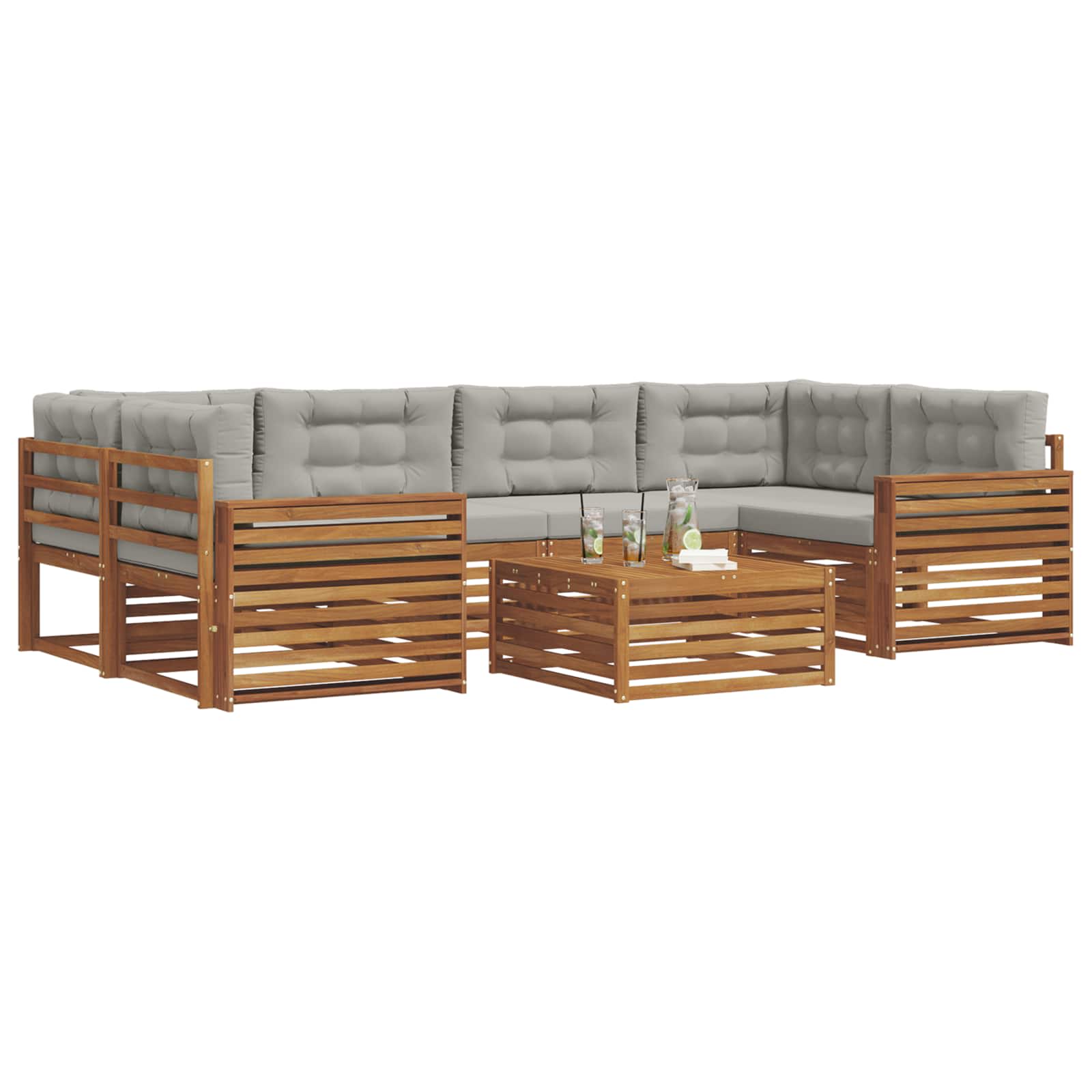 Set vanjskih sofa 7 kom. Prirodna i svijetlo siva