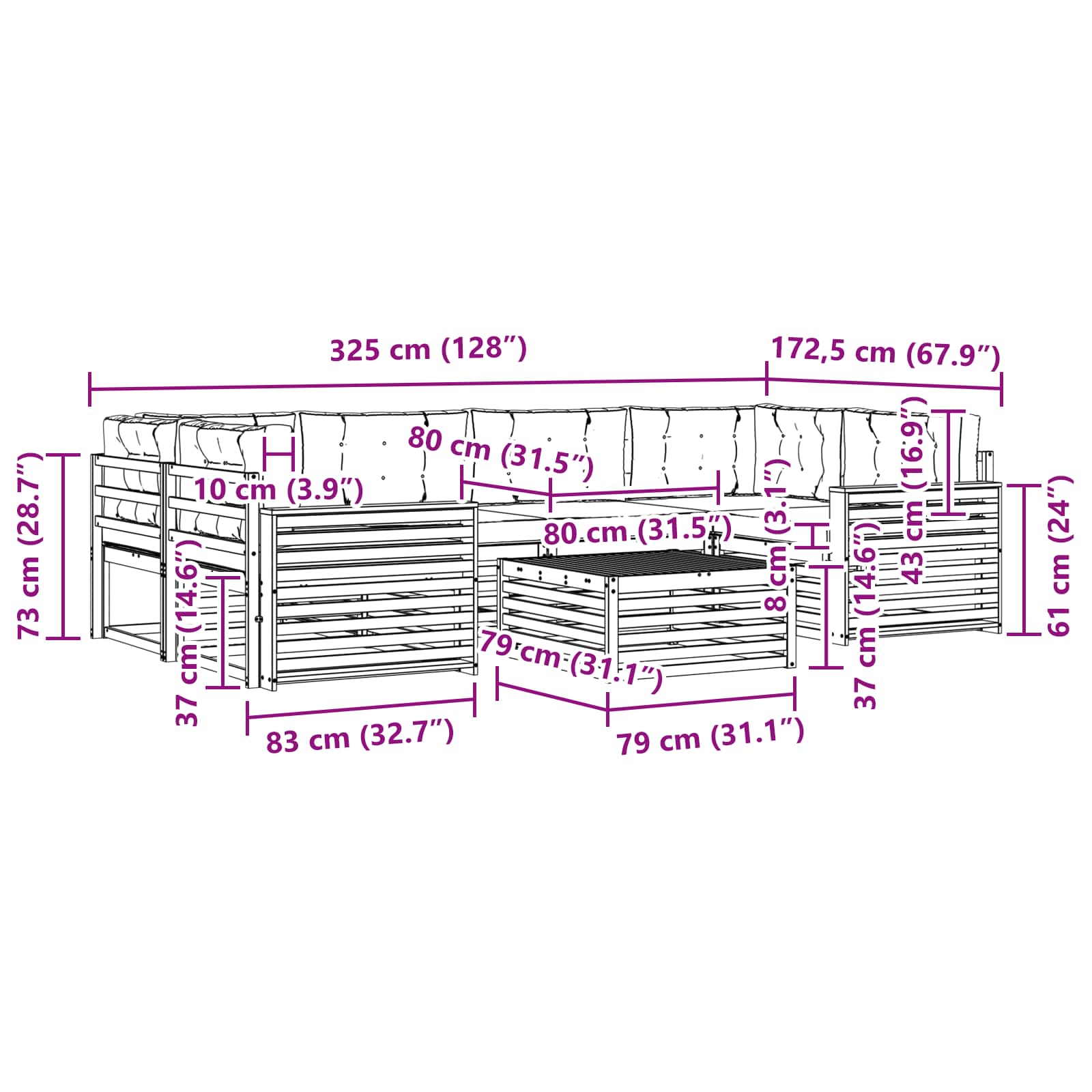 Set vanjskih sofa 7 kom. Prirodna i svijetlo siva
