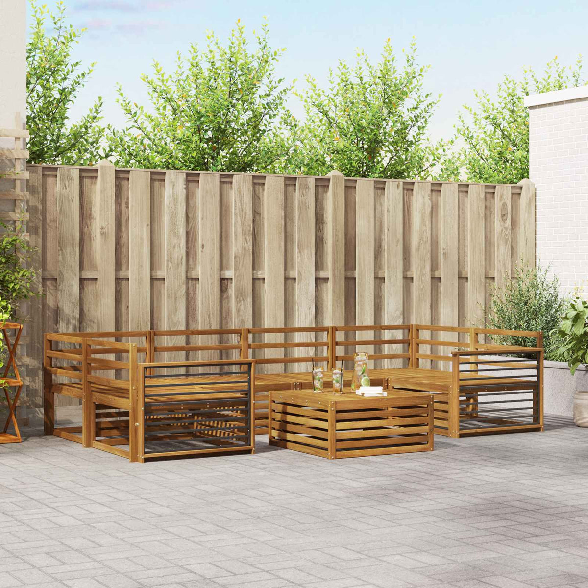 Set vanjskih sofa 7 kom. Prirodna Čvrsto drvo akacije