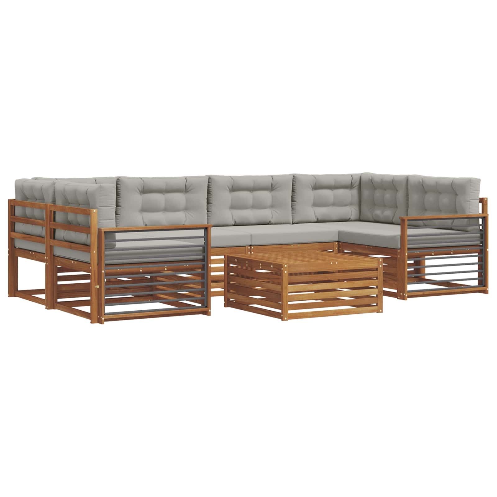Set vanjskih sofa 7 kom. Prirodna i svijetlo siva