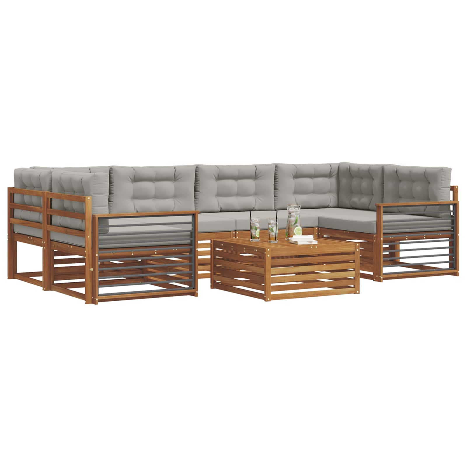 Set vanjskih sofa 7 kom. Prirodna i svijetlo siva