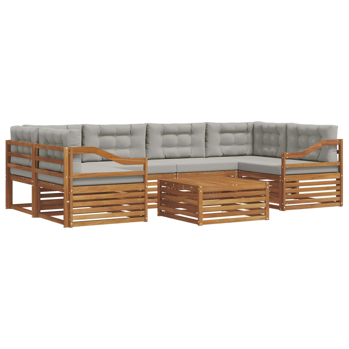 Set vanjskih sofa 7 kom. Prirodna i svijetlo siva
