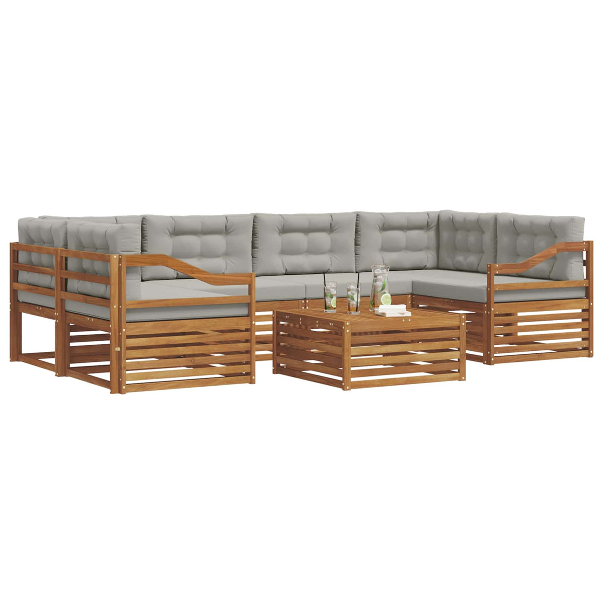 Set vanjskih sofa 7 kom. Prirodna i svijetlo siva