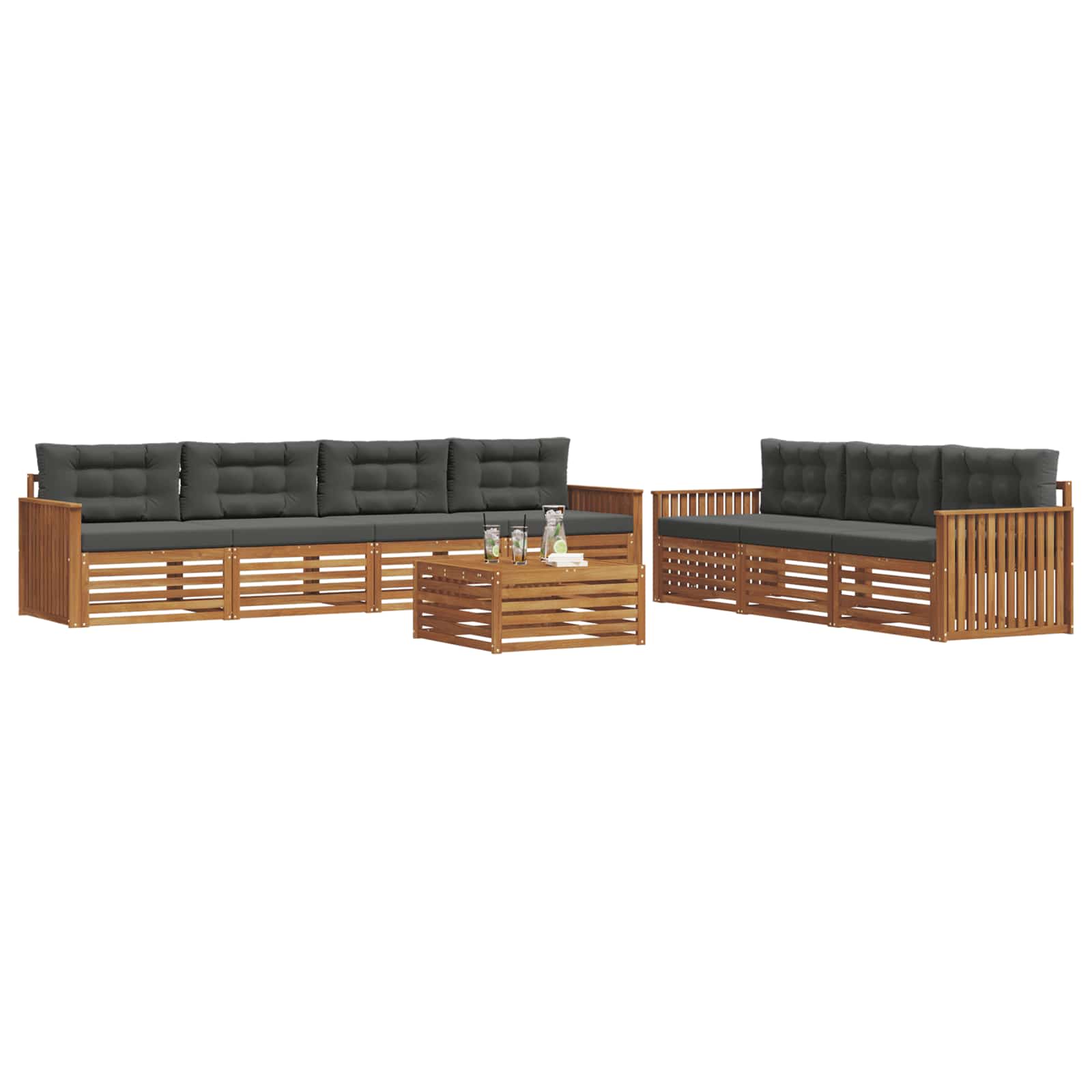 Set vanjskih sofa 8 kom. Prirodna i antracit