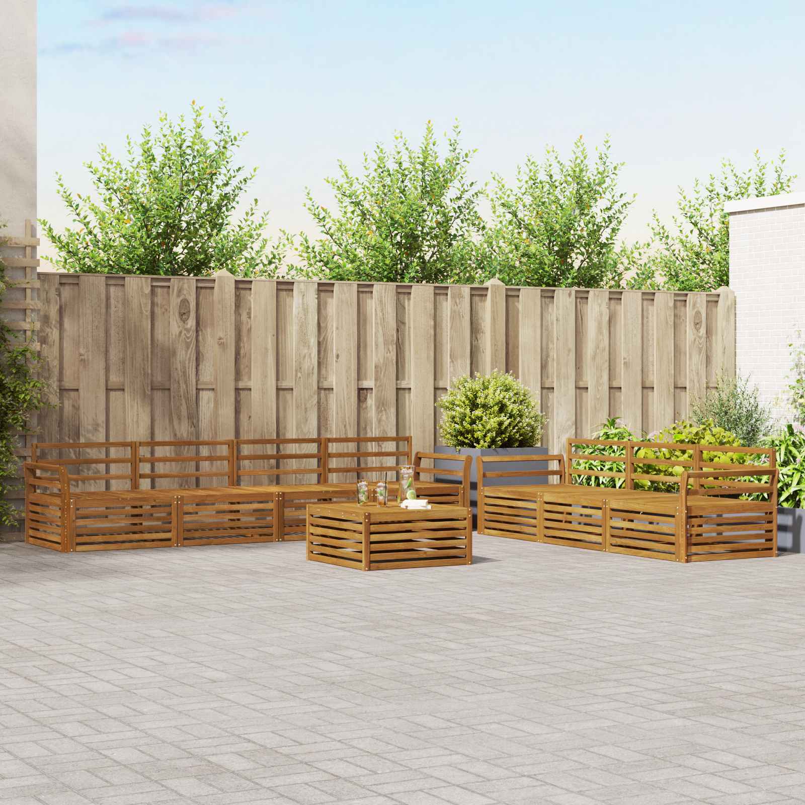 Set vanjskih sofa 8 kom. Prirodna Čvrsto drvo akacije
