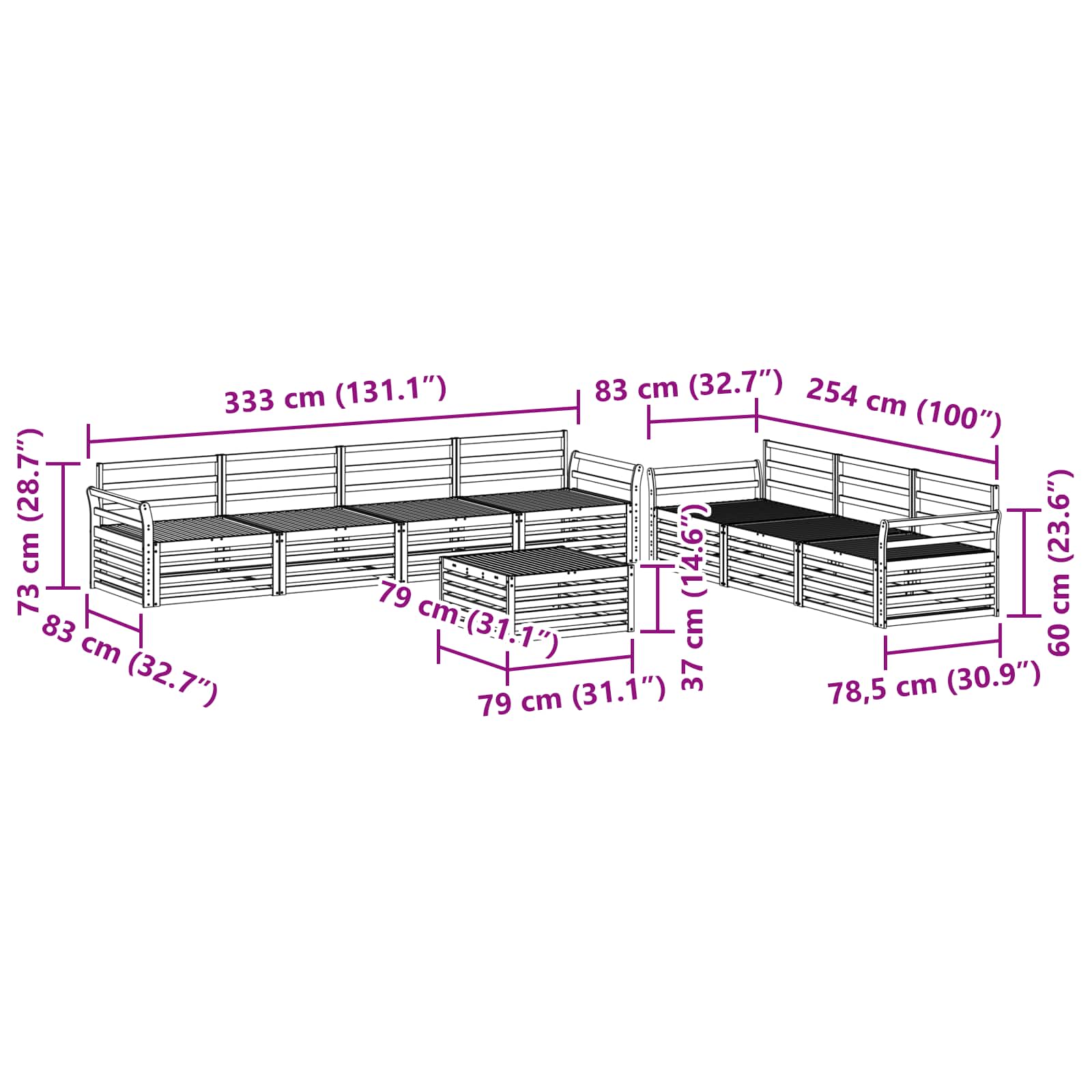 Set vanjskih sofa 8 kom. Prirodna Čvrsto drvo akacije