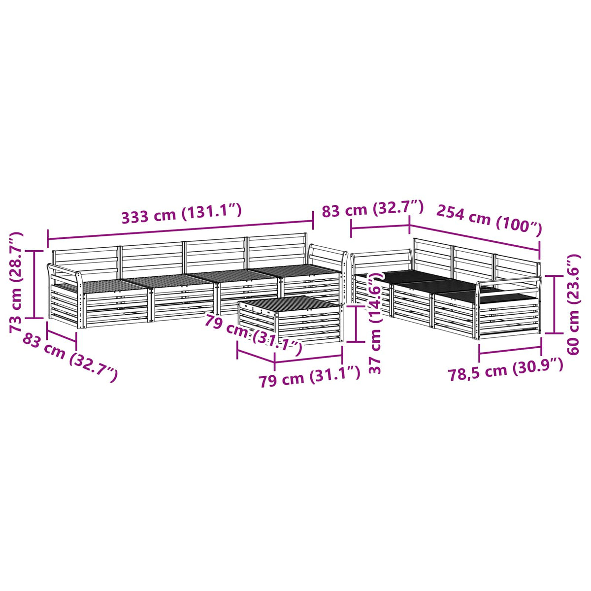 Set vanjskih sofa 8 kom. Prirodna Čvrsto drvo akacije