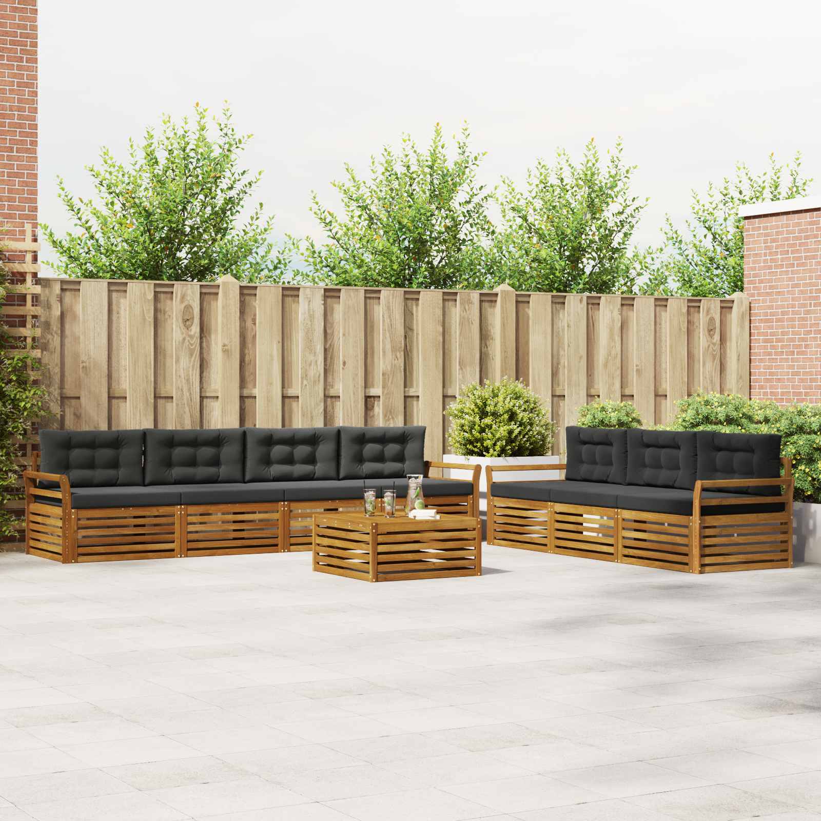 Set vanjskih sofa 8 kom. Prirodna i antracit