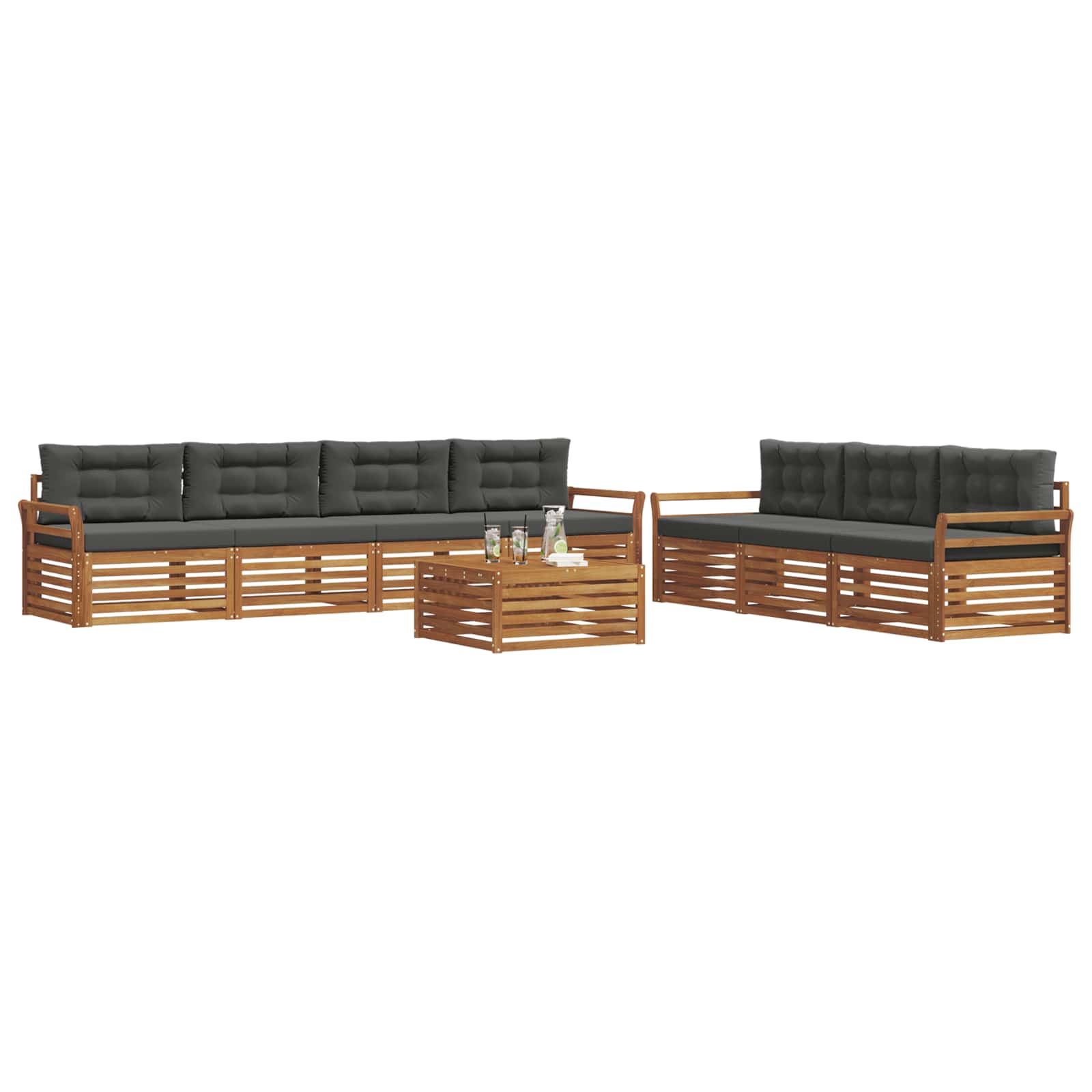 Set vanjskih sofa 8 kom. Prirodna i antracit