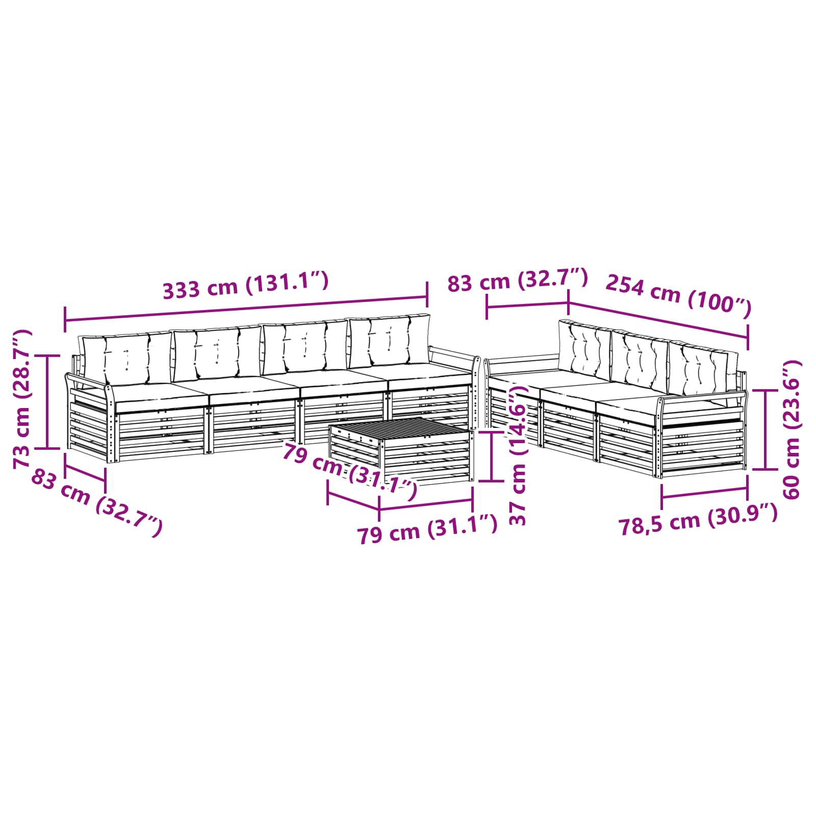 Set vanjskih sofa 8 kom. Prirodna i antracit