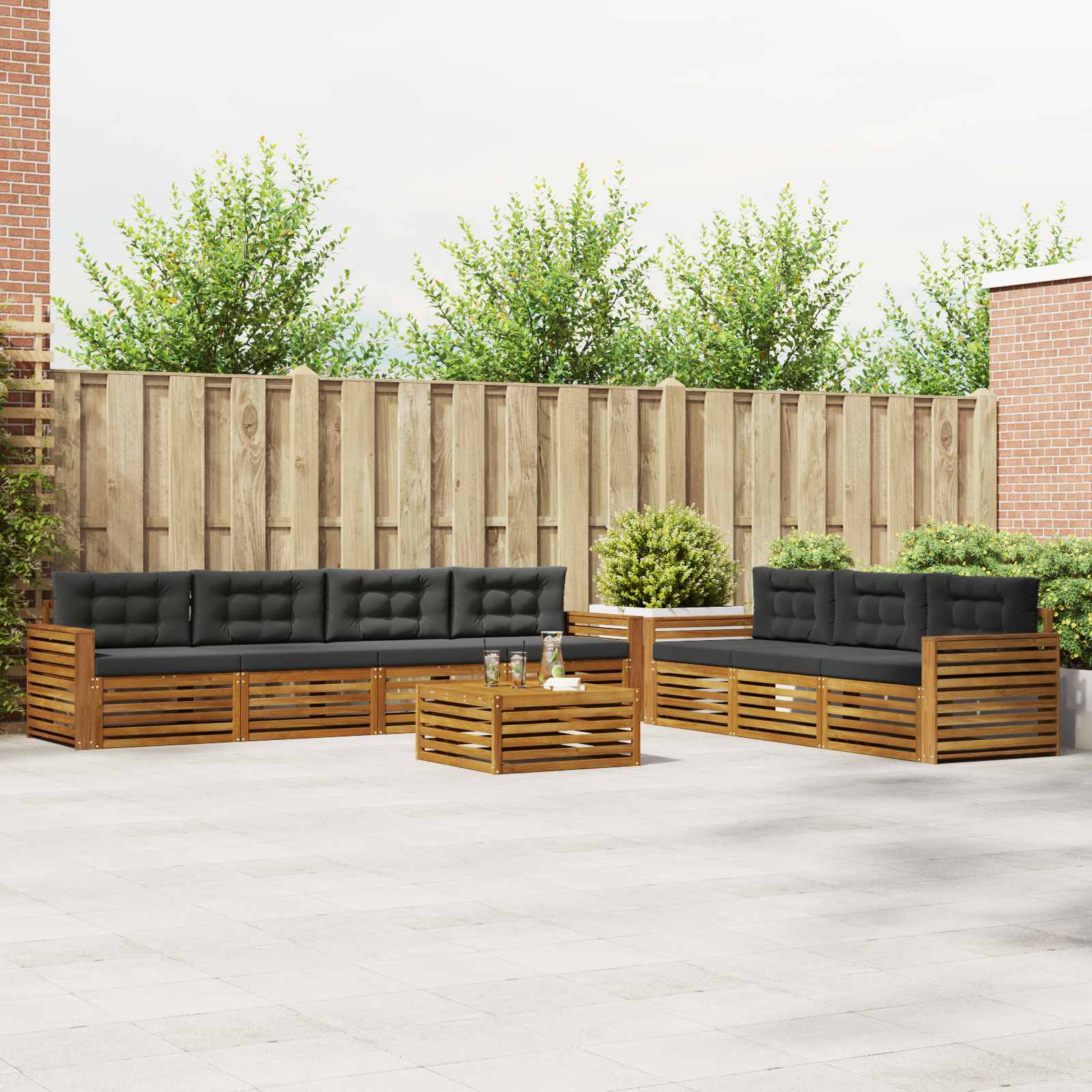 Set vanjskih sofa 8 kom. Prirodna i antracit