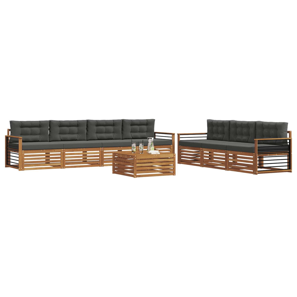 Set vanjskih sofa 8 kom. Prirodna i antracit