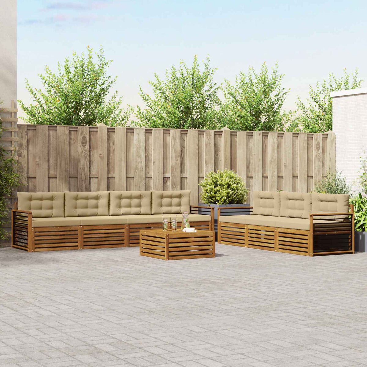 Set vanjskih sofa 8 kom. Prirodna i bež