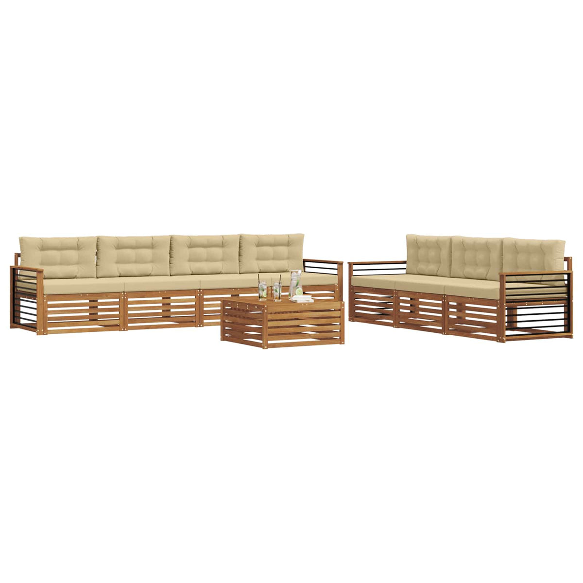 Set vanjskih sofa 8 kom. Prirodna i bež