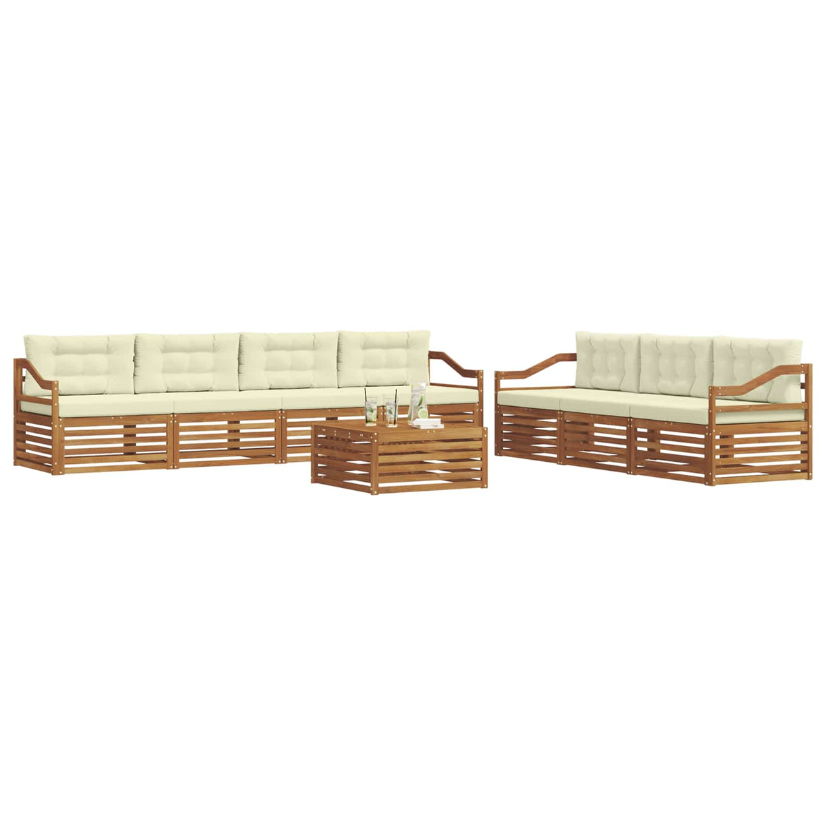 Set vanjskih sofa 8 kom. Prirodna i krem