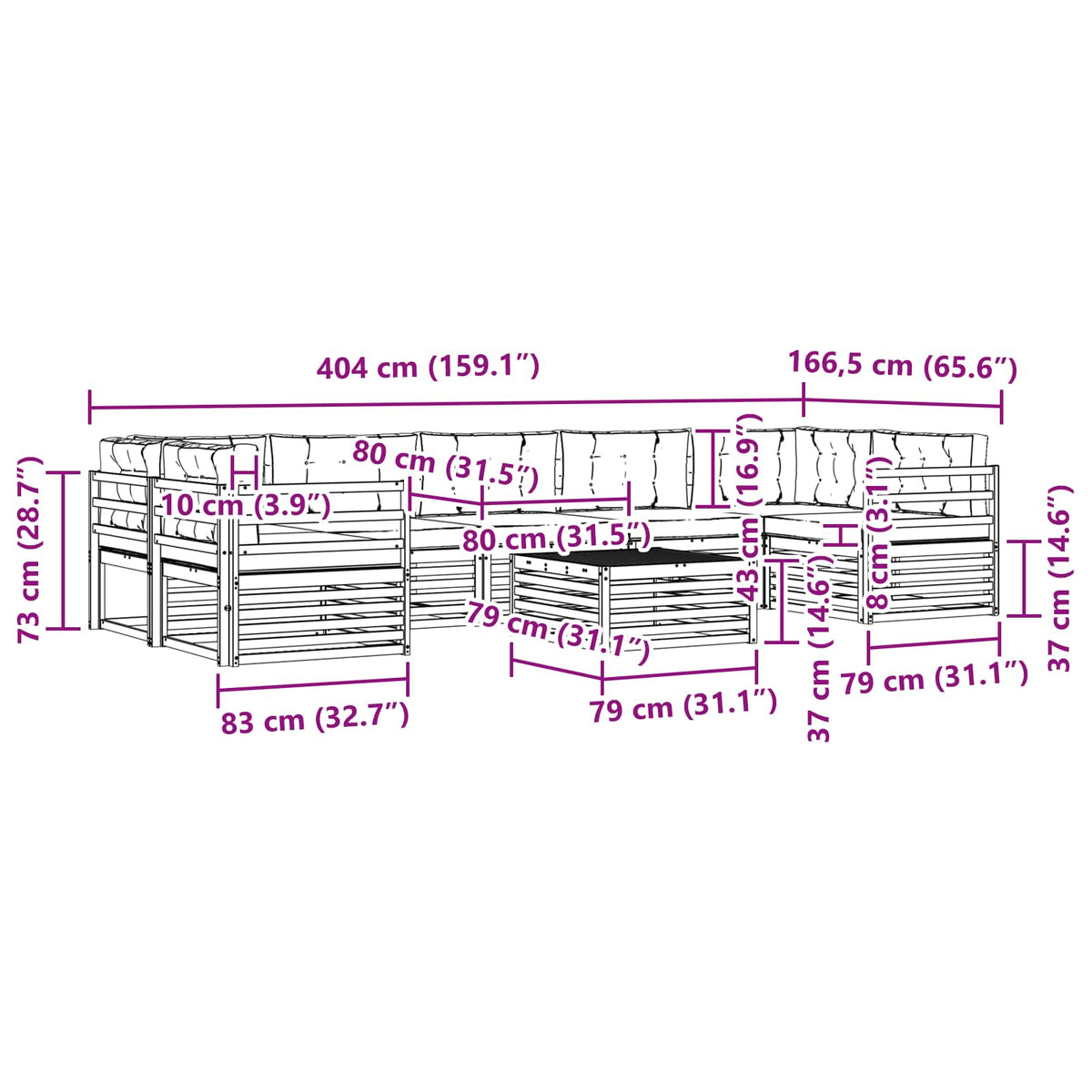 Set vanjskih sofa 8 kom. Prirodna i svijetlo siva